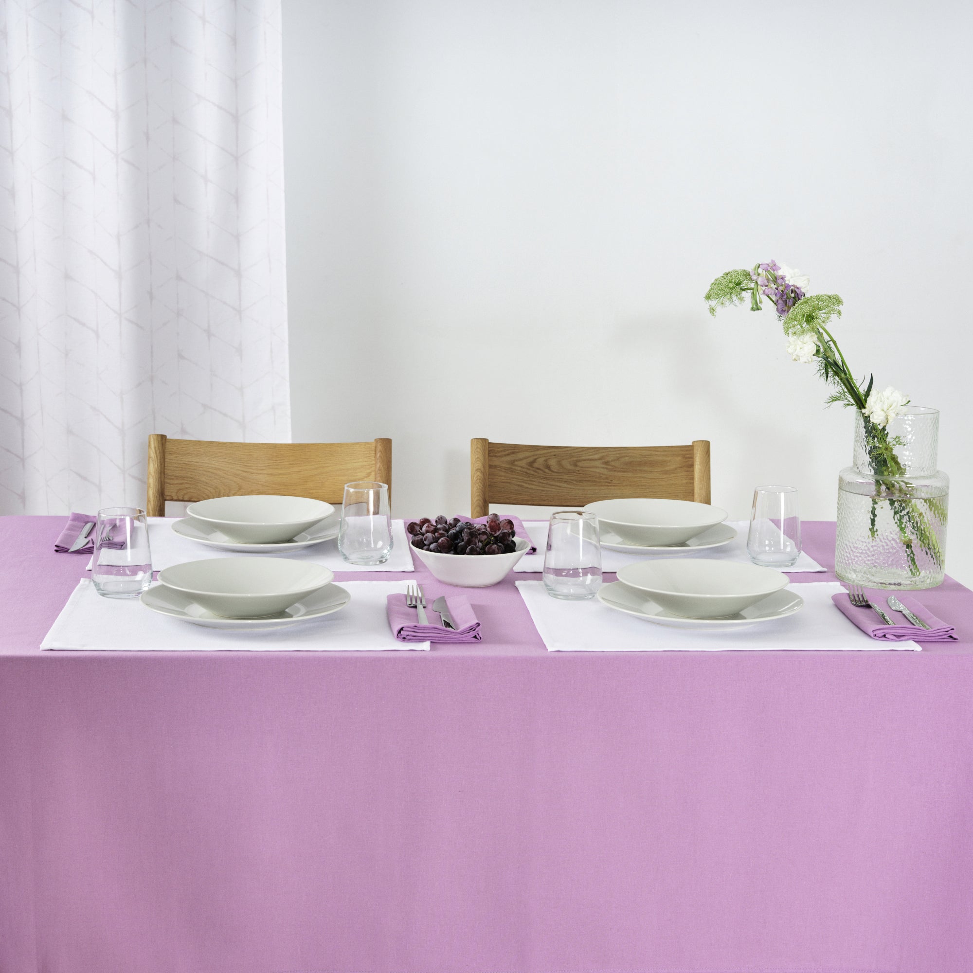 Mantel liso Lino 100% tacto tela Lila