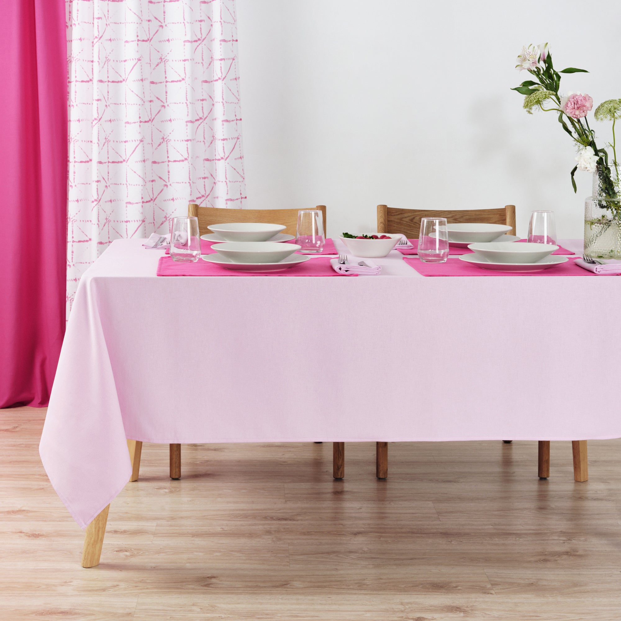 Plain tablecloth 100% linen feel fabric Rosewood