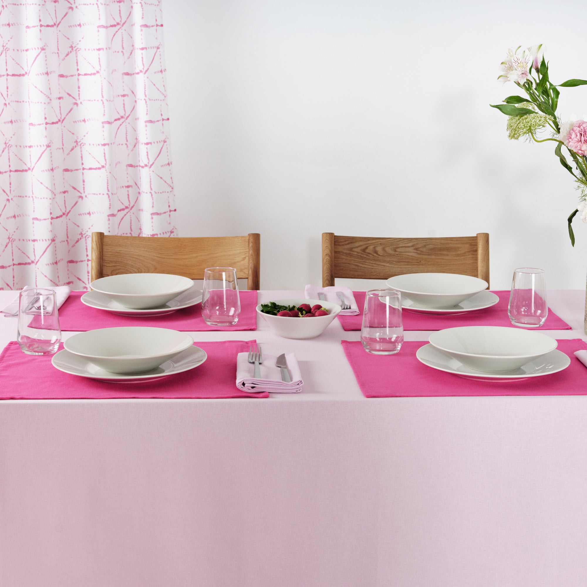 Plain tablecloth 100% linen feel fabric Rosewood