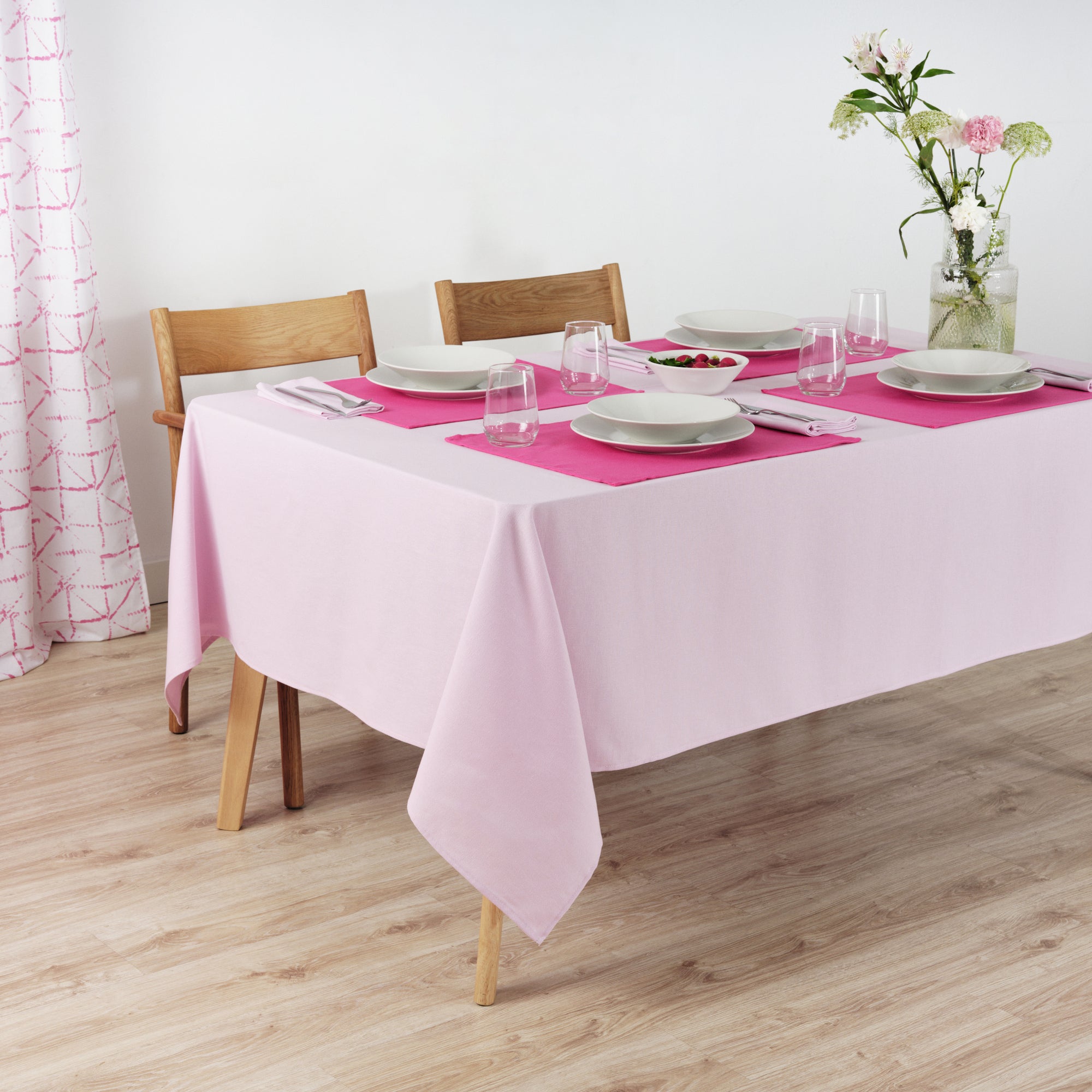 Plain tablecloth 100% linen feel fabric Rosewood