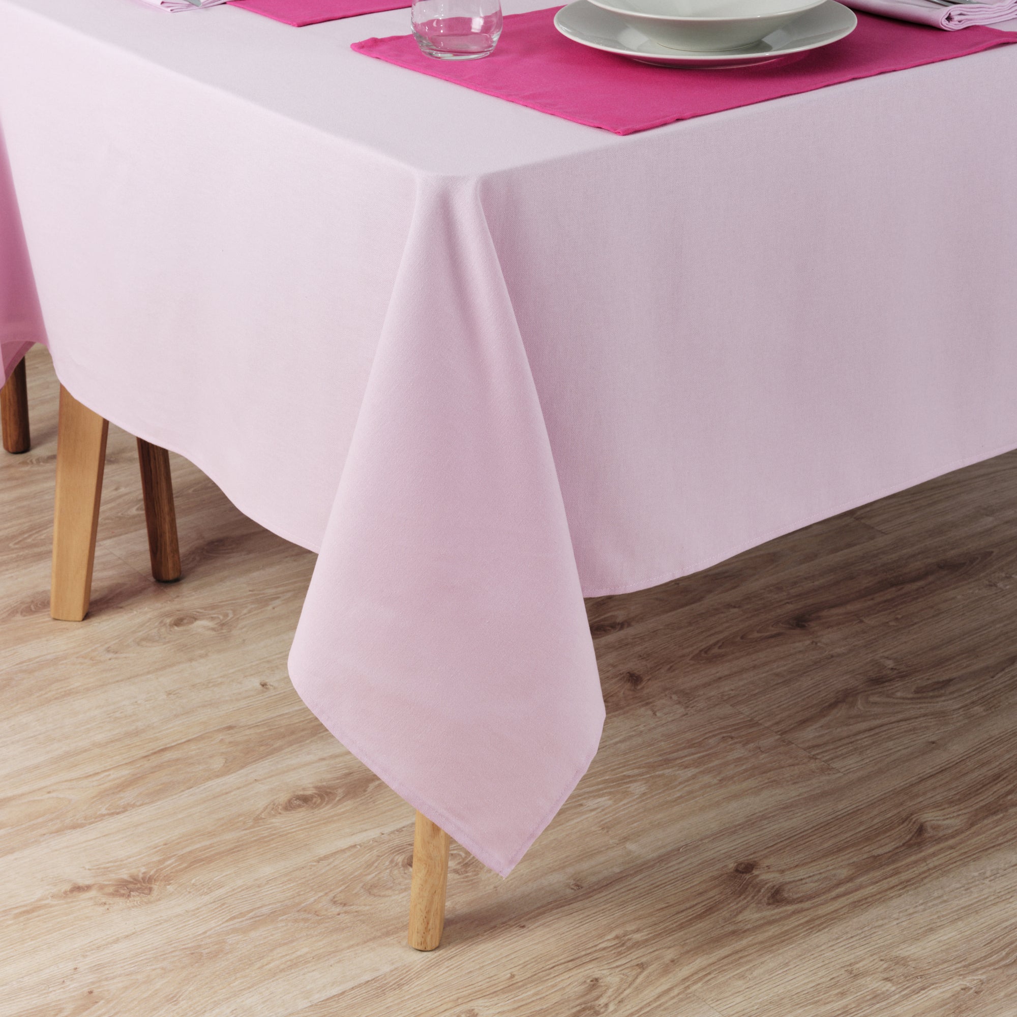 Plain tablecloth 100% linen feel fabric Rosewood