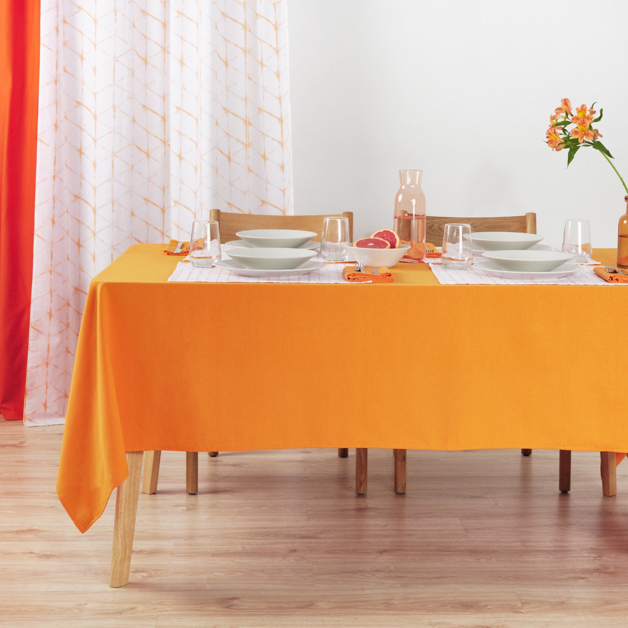 Mantel liso Lino 100% tacto tela Naranja Claro