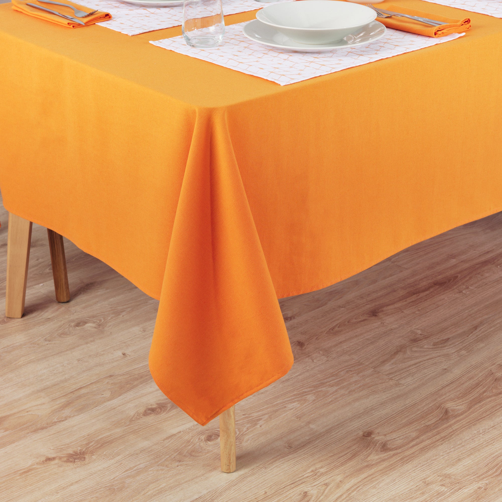 Mantel liso Lino 100% tacto tela Naranja Claro