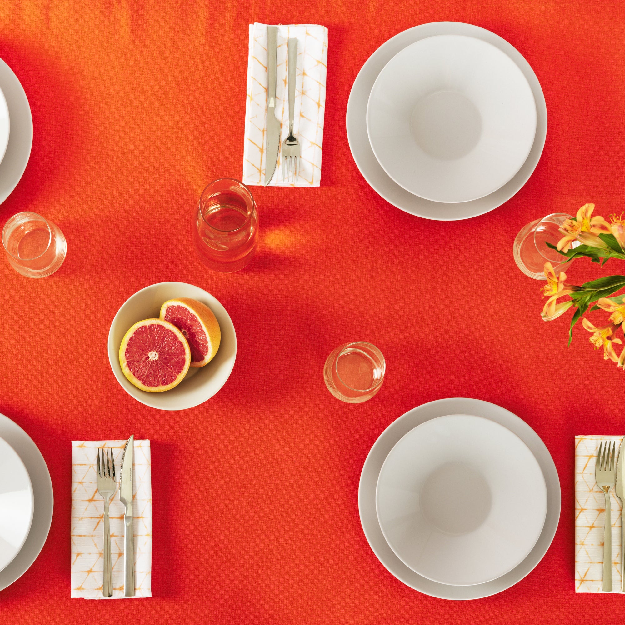 Mantel liso Lino 100% tacto tela Naranja Oscuro