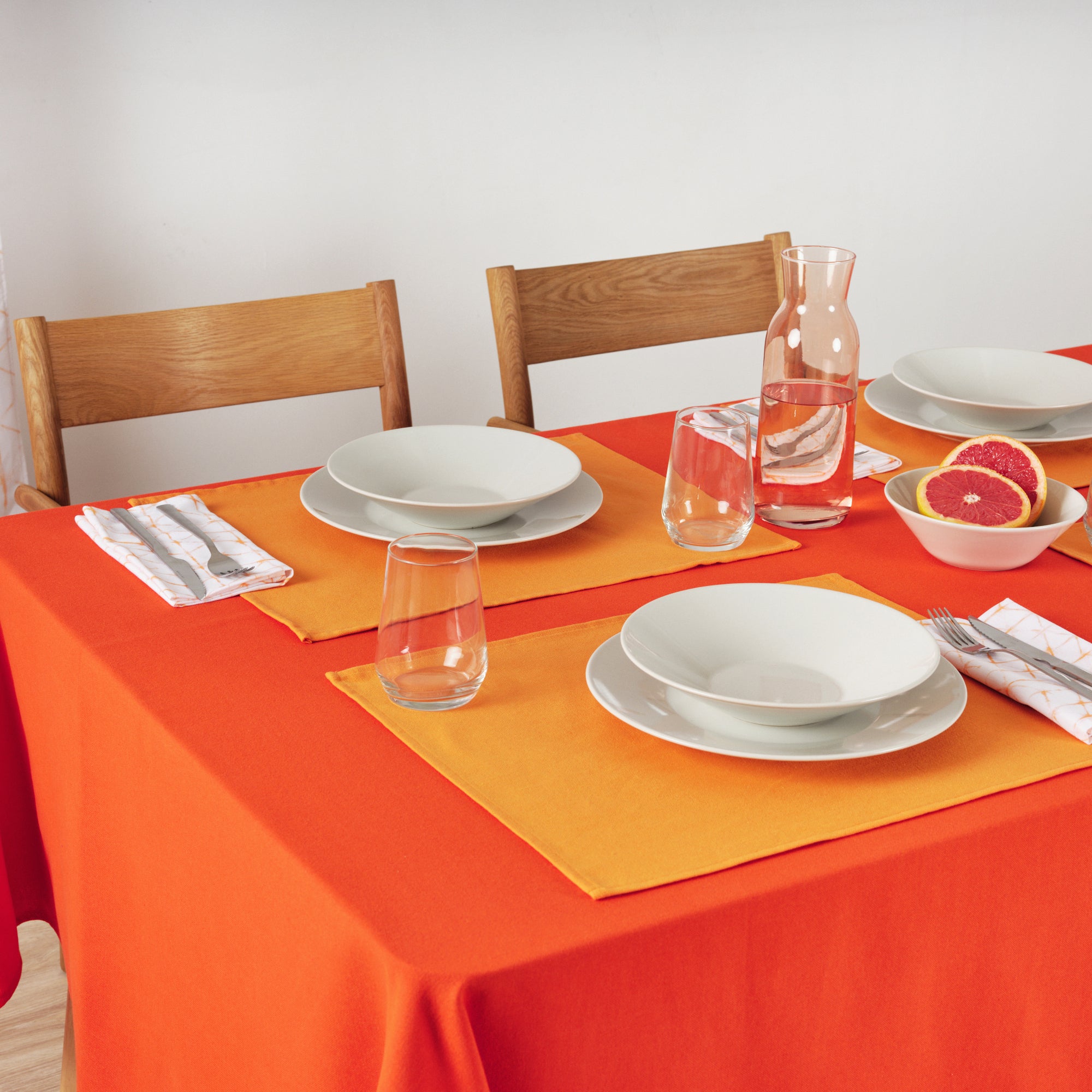 Mantel liso Lino 100% tacto tela Naranja Oscuro
