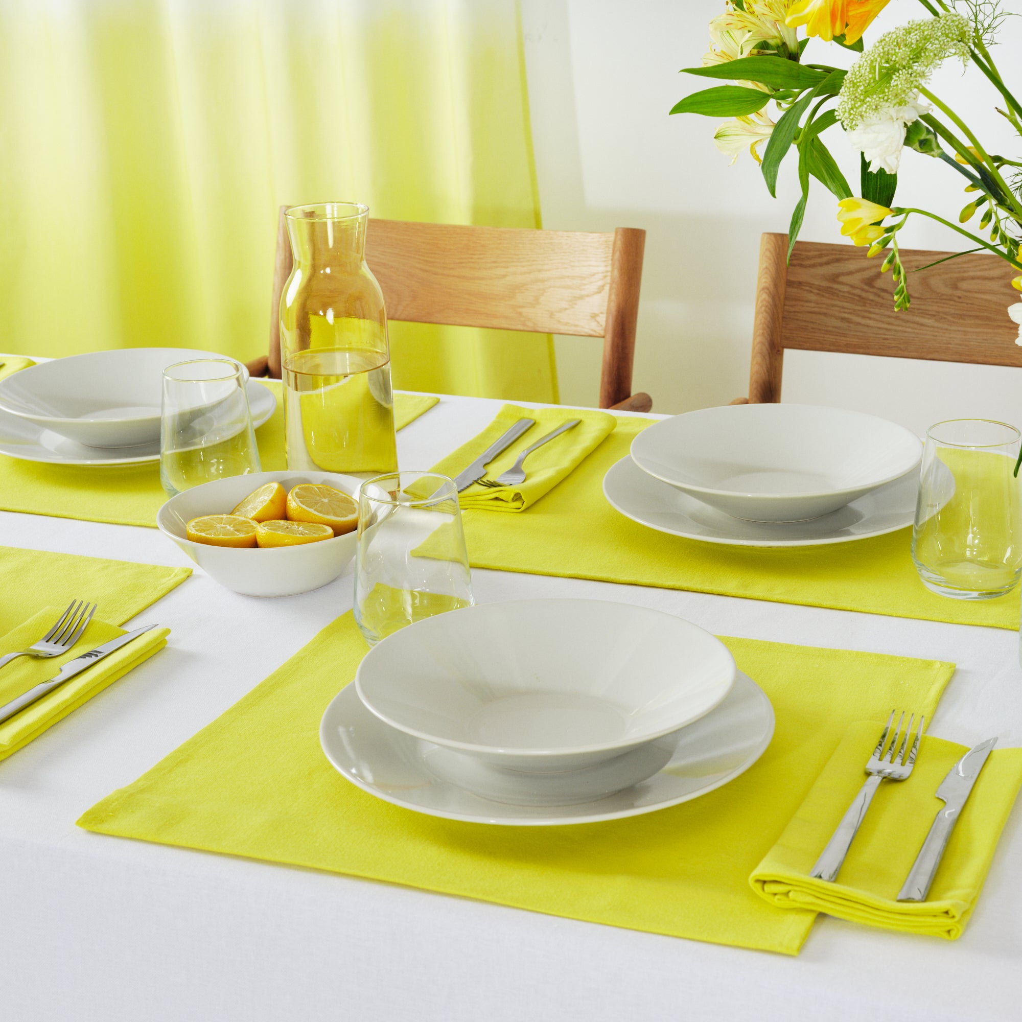 Plain tablecloth 100% linen touch fabric Optical White