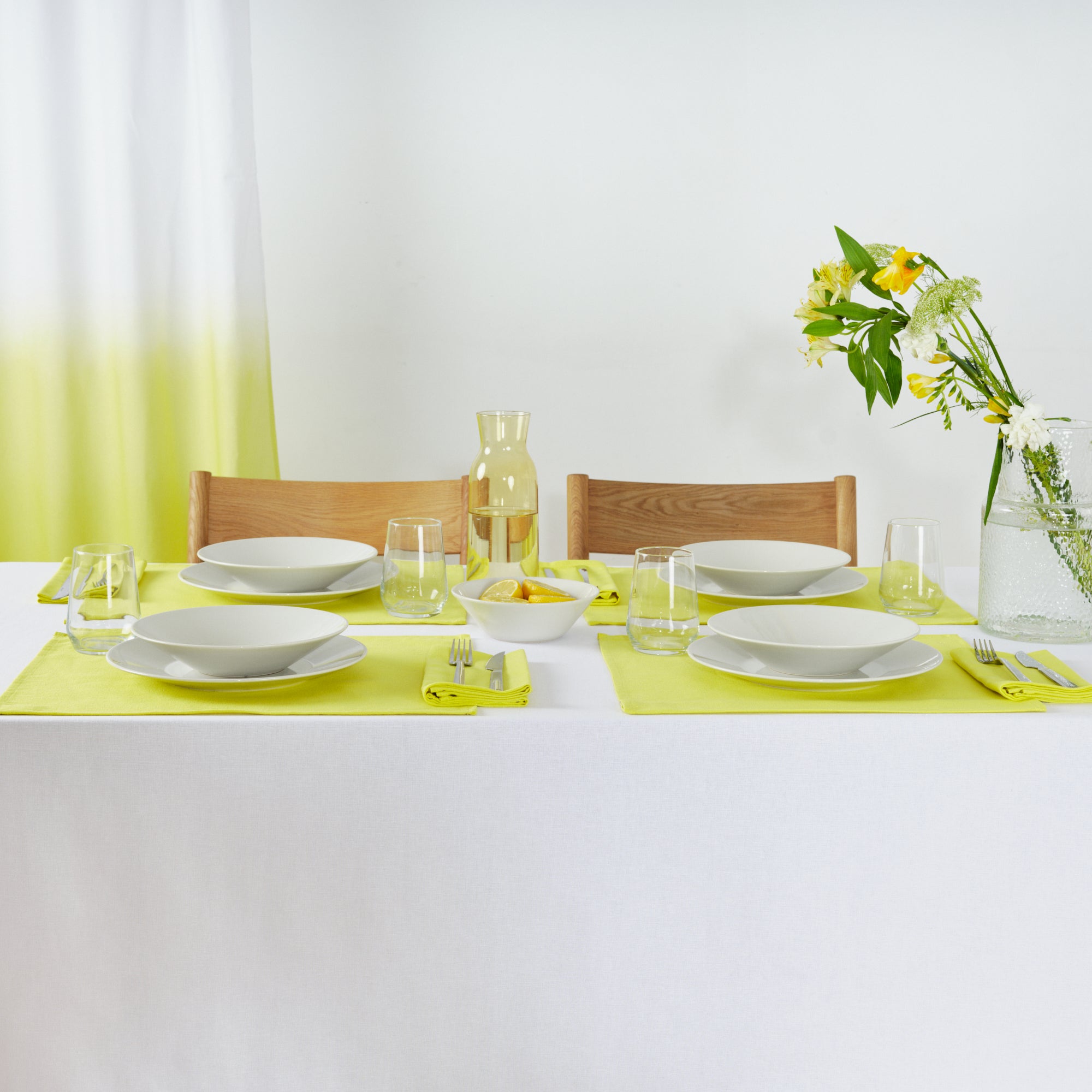 Plain tablecloth 100% linen touch fabric Optical White