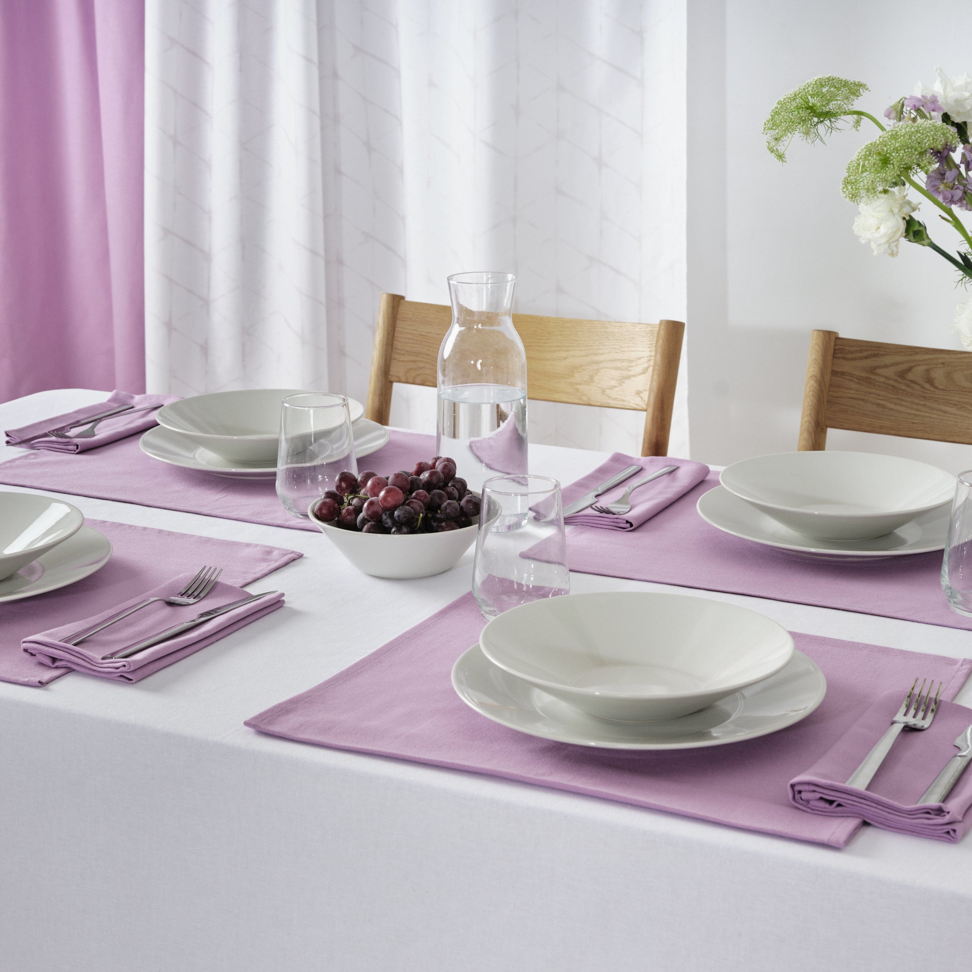 Plain tablecloth 100% linen touch fabric Optical White