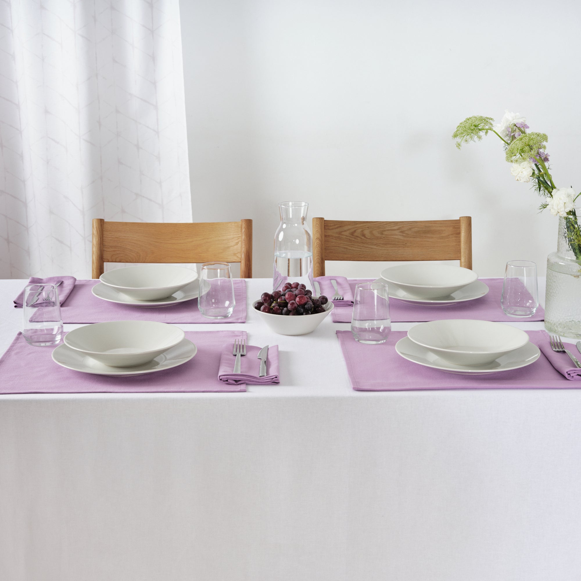 Plain tablecloth 100% linen touch fabric Optical White
