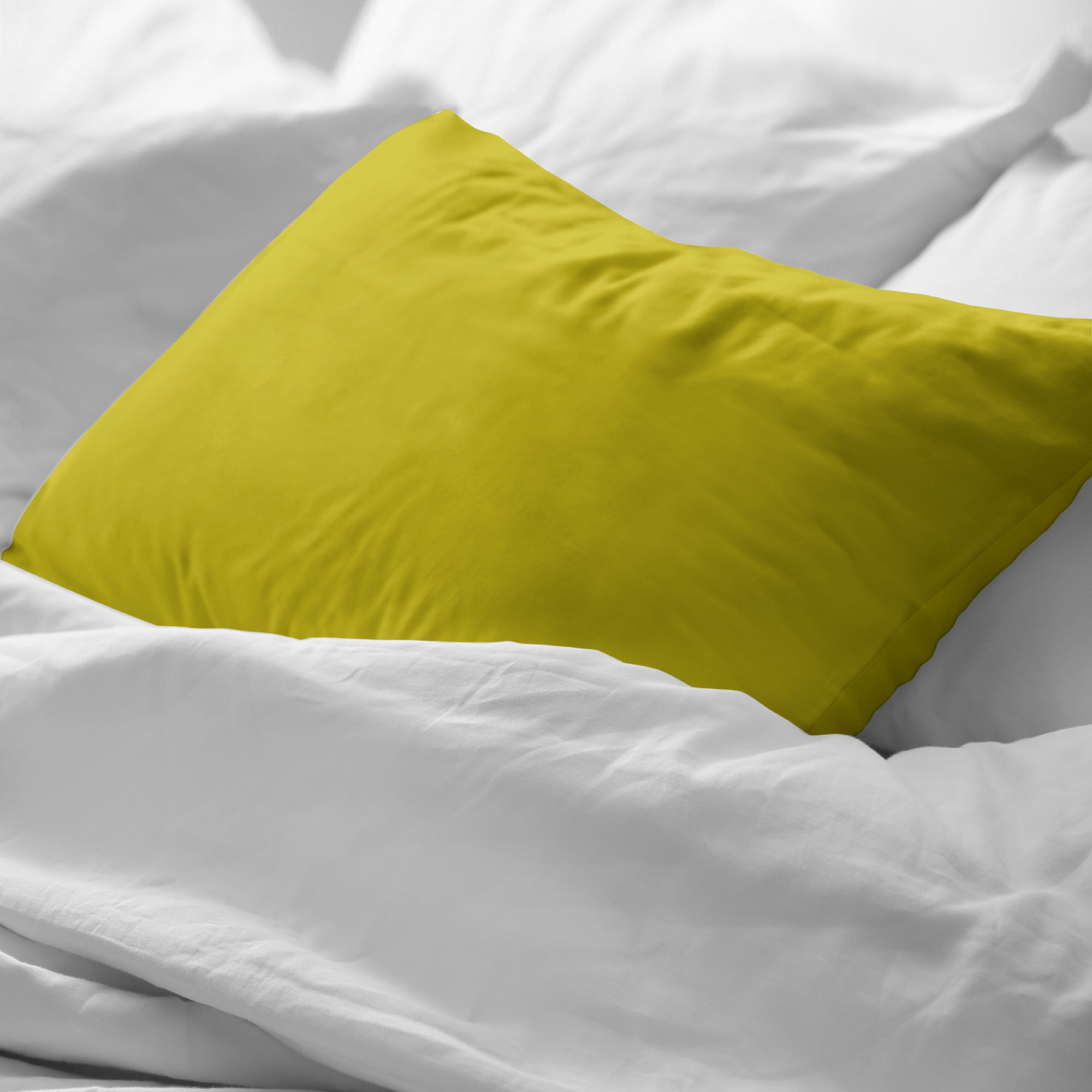 Funda almohada lisa 100% algodón Verde Claro