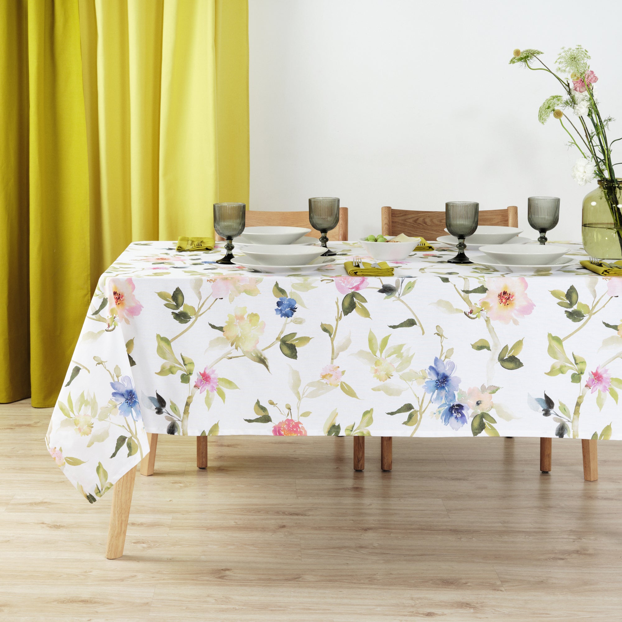 Mantel resinado antimanchas 100% algodón Leeds Verde