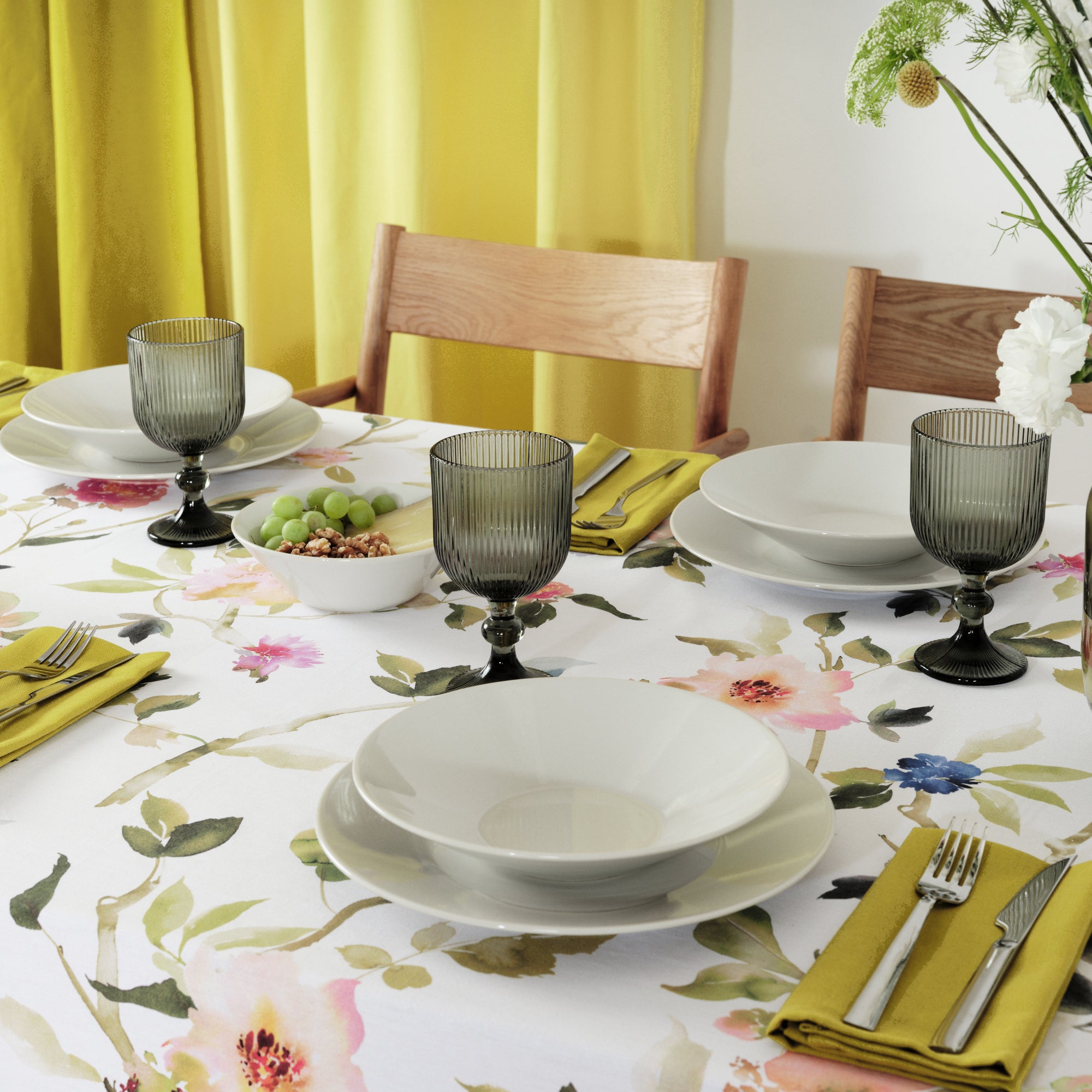 Mantel resinado antimanchas 100% algodón Leeds Verde