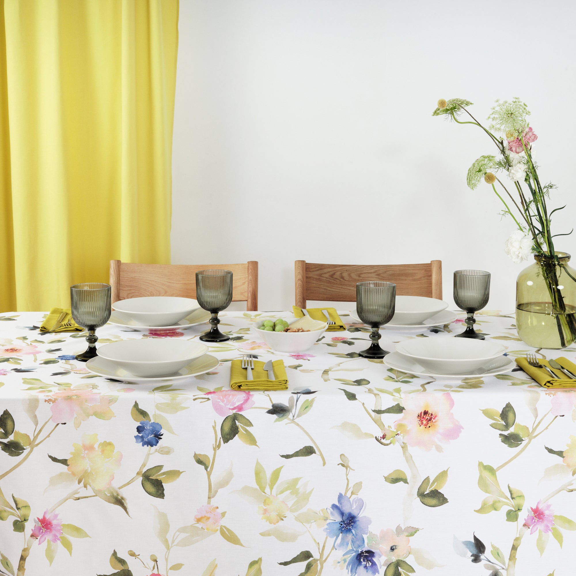 Mantel resinado antimanchas 100% algodón Leeds Verde