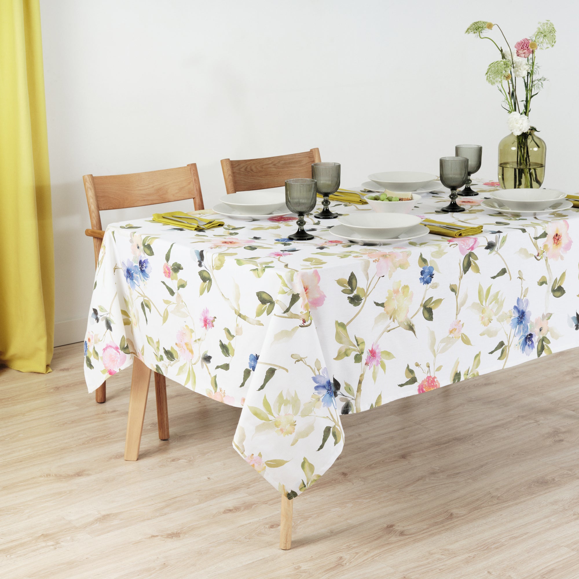 Mantel resinado antimanchas 100% algodón Leeds Verde