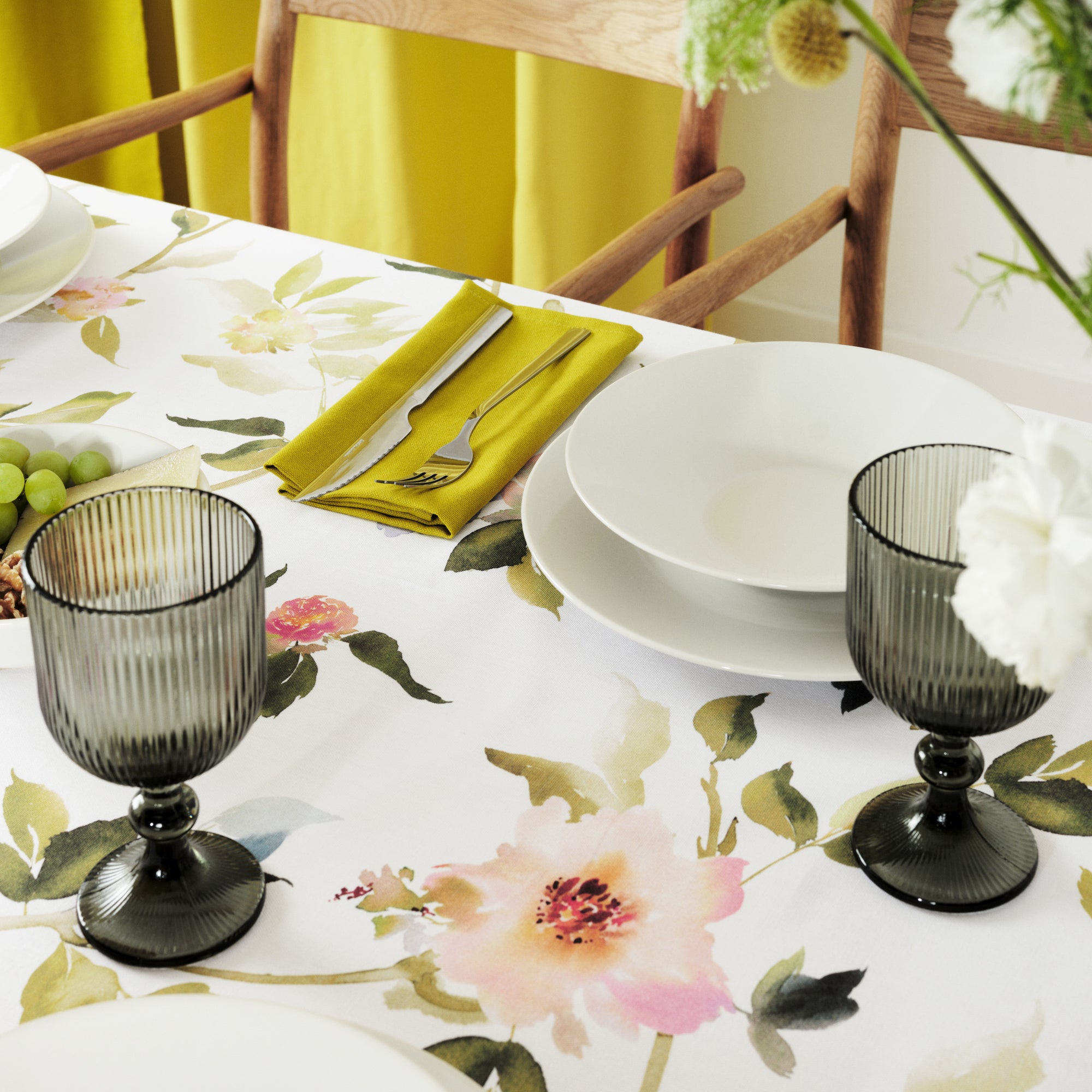 Mantel resinado antimanchas 100% algodón Leeds Verde