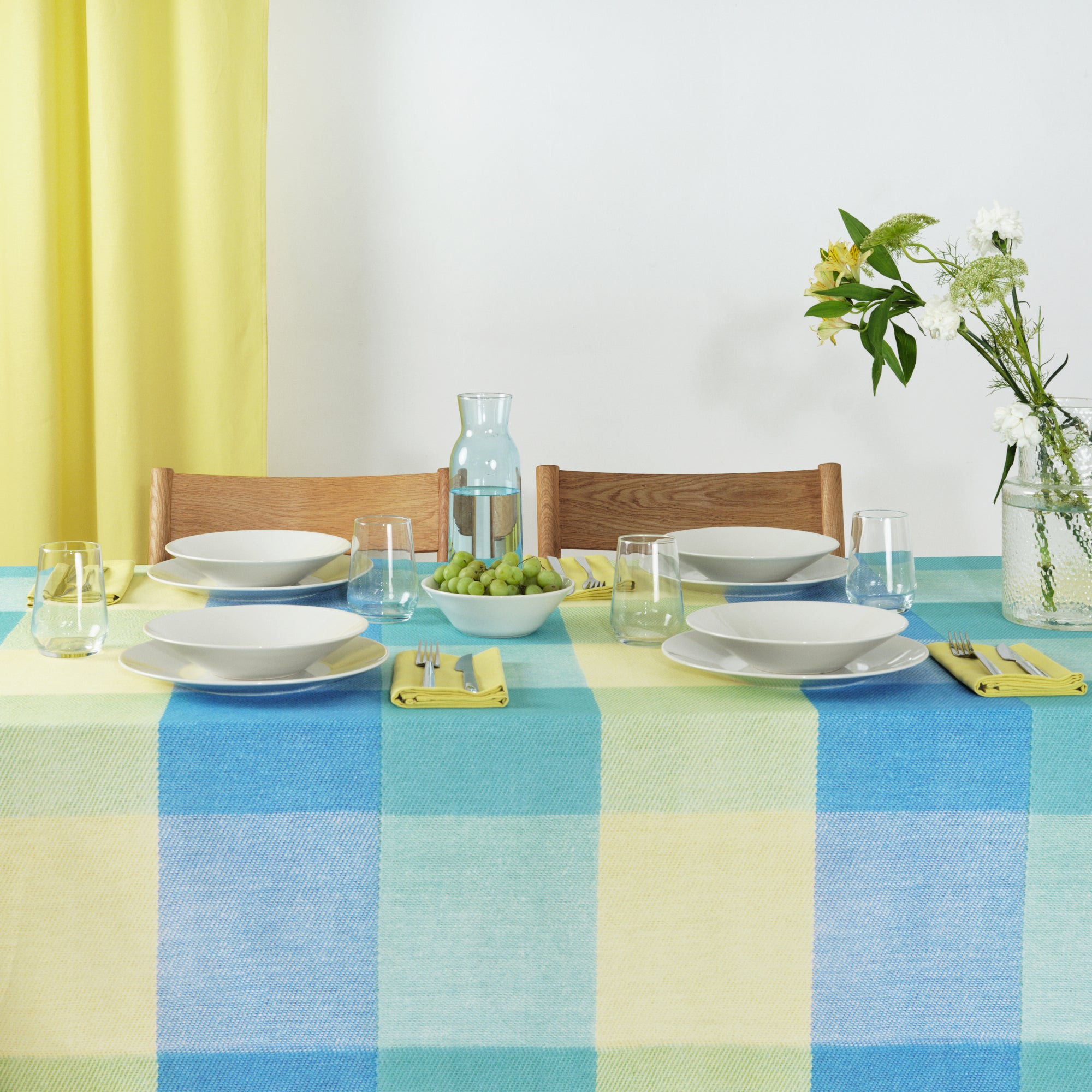 100% Cotton Stain-Resistant Resin Tablecloth Bath Blue