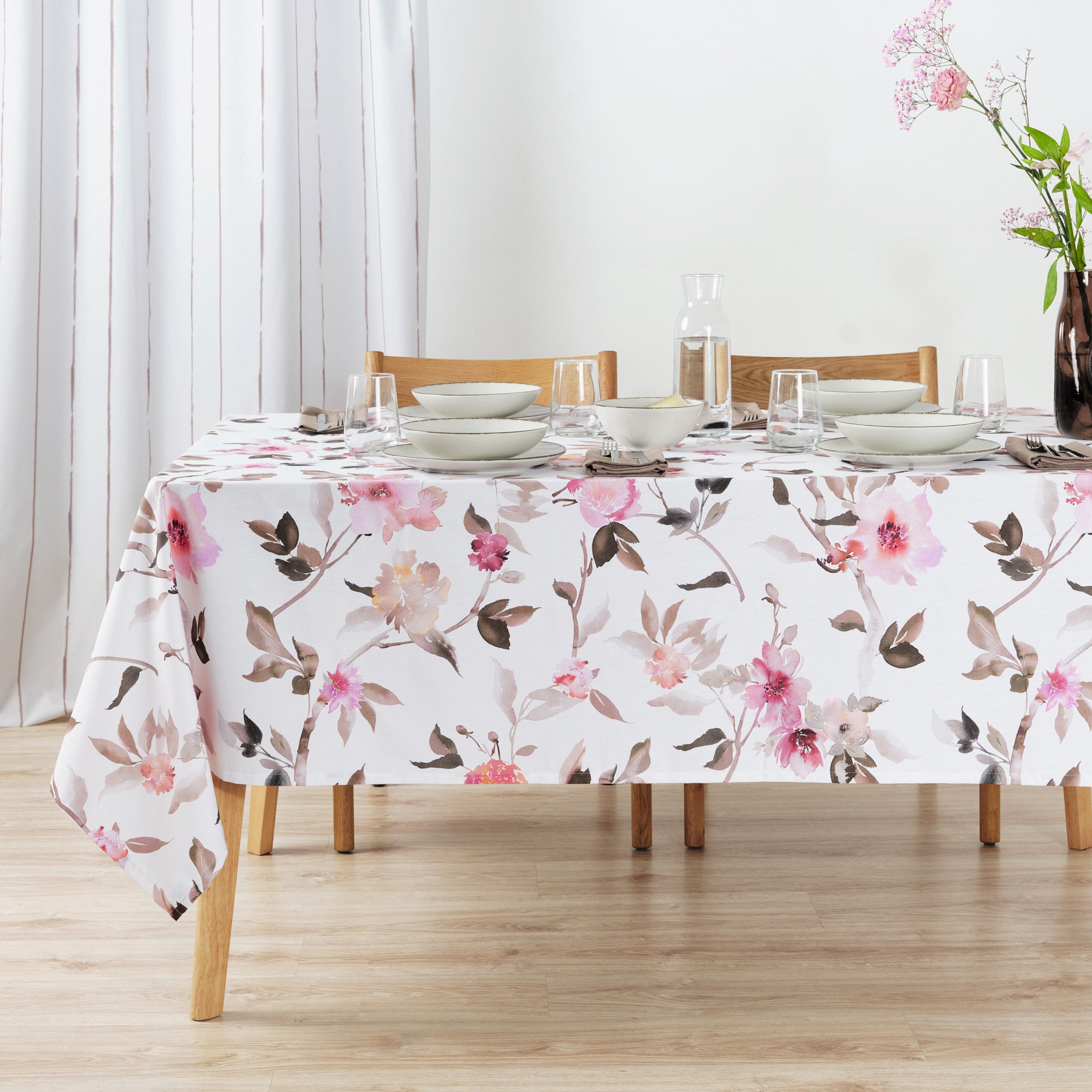 100% cotton stain-resistant resin tablecloth Leeds Pink