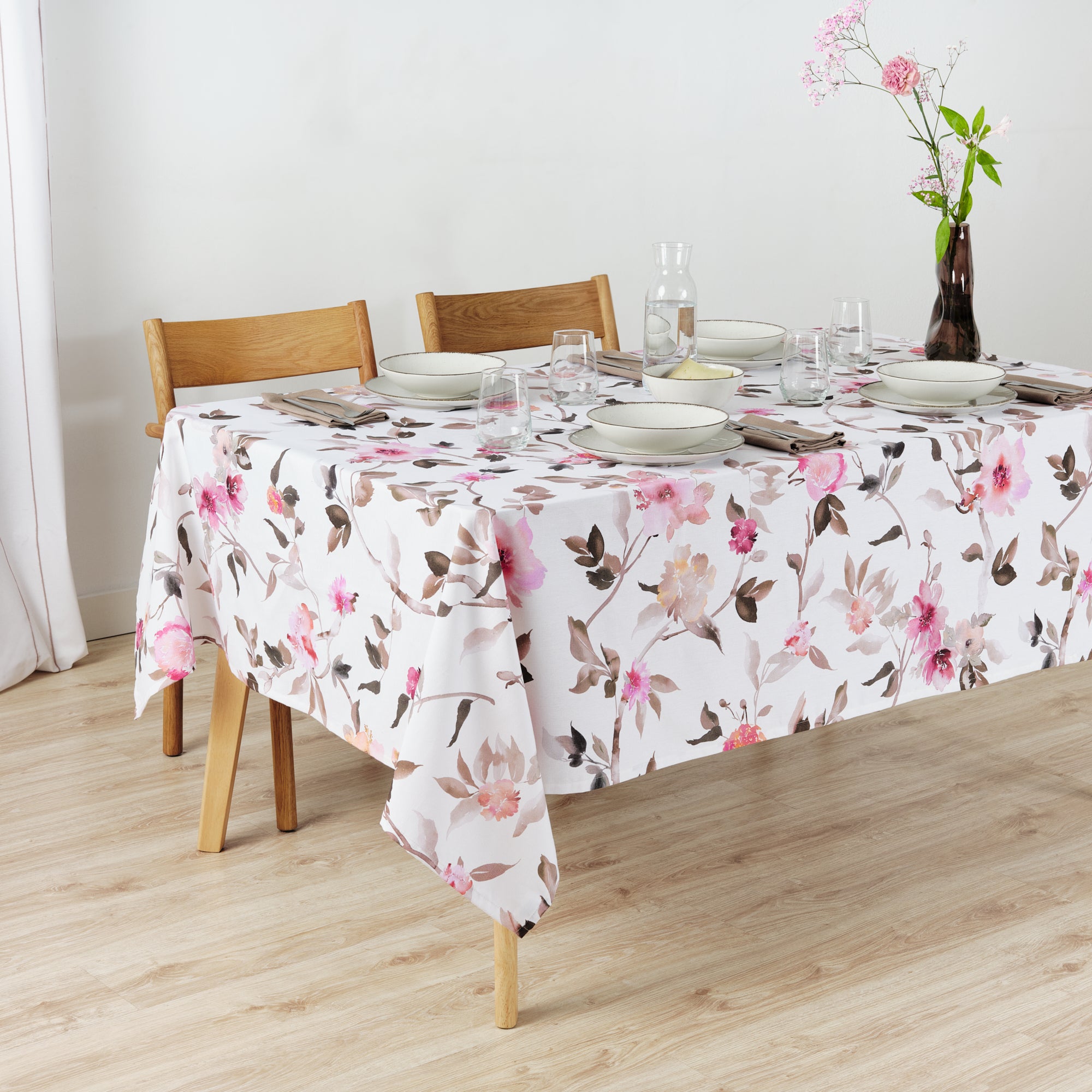 100% cotton stain-resistant resin tablecloth Leeds Pink