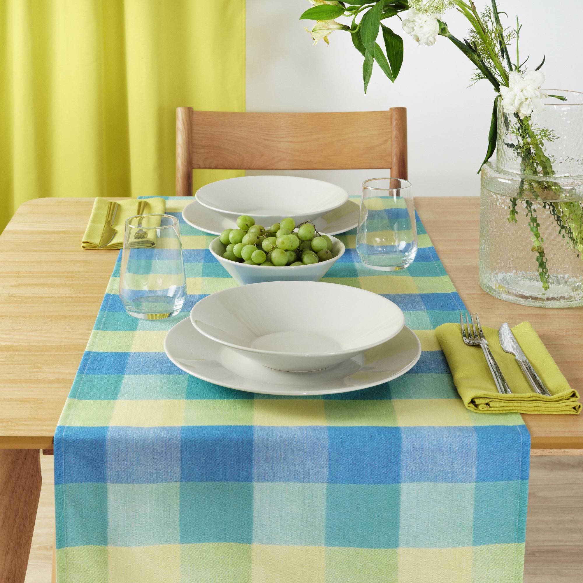 Camino de mesa 100% algodón Bath Azul