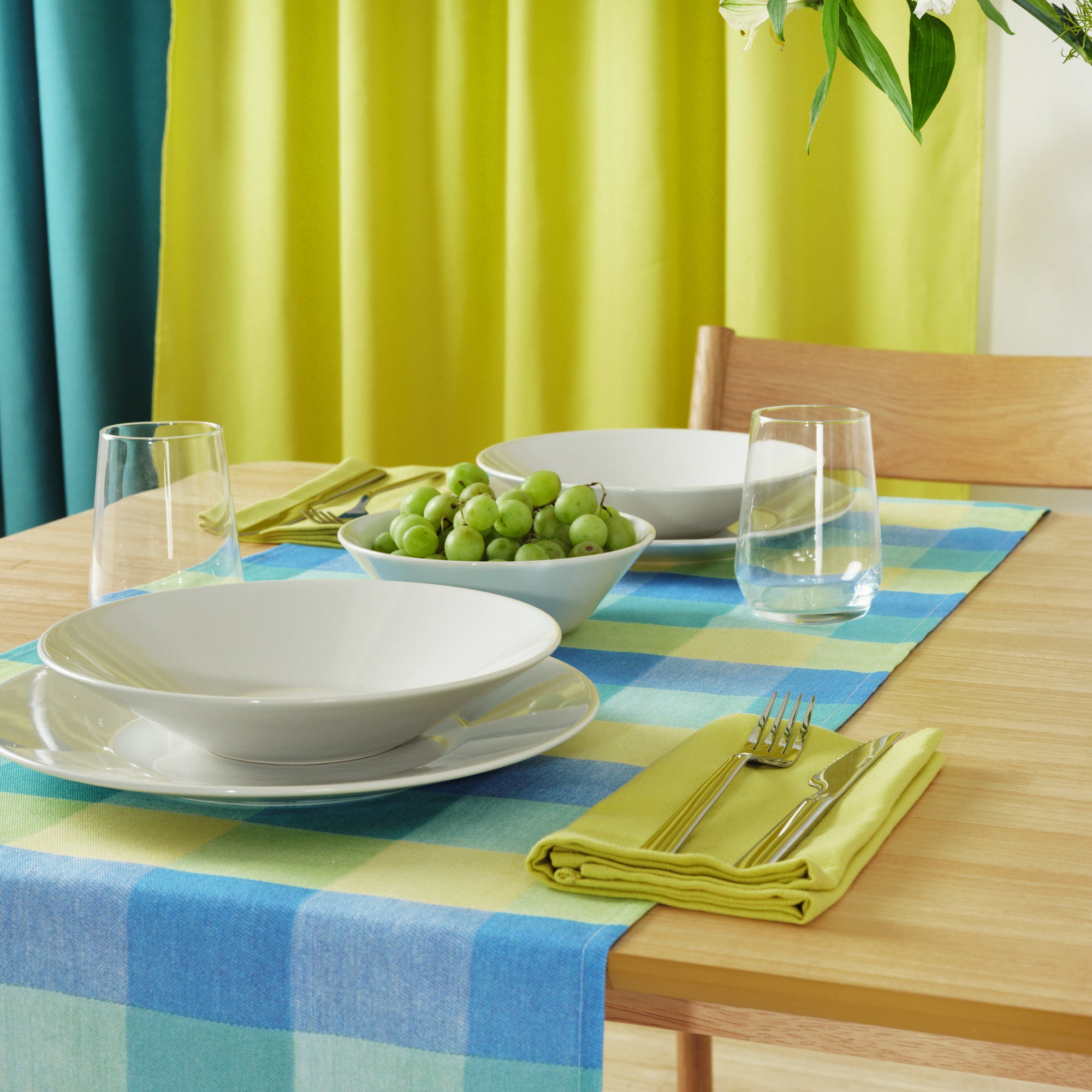 Camino de mesa 100% algodón Bath Azul