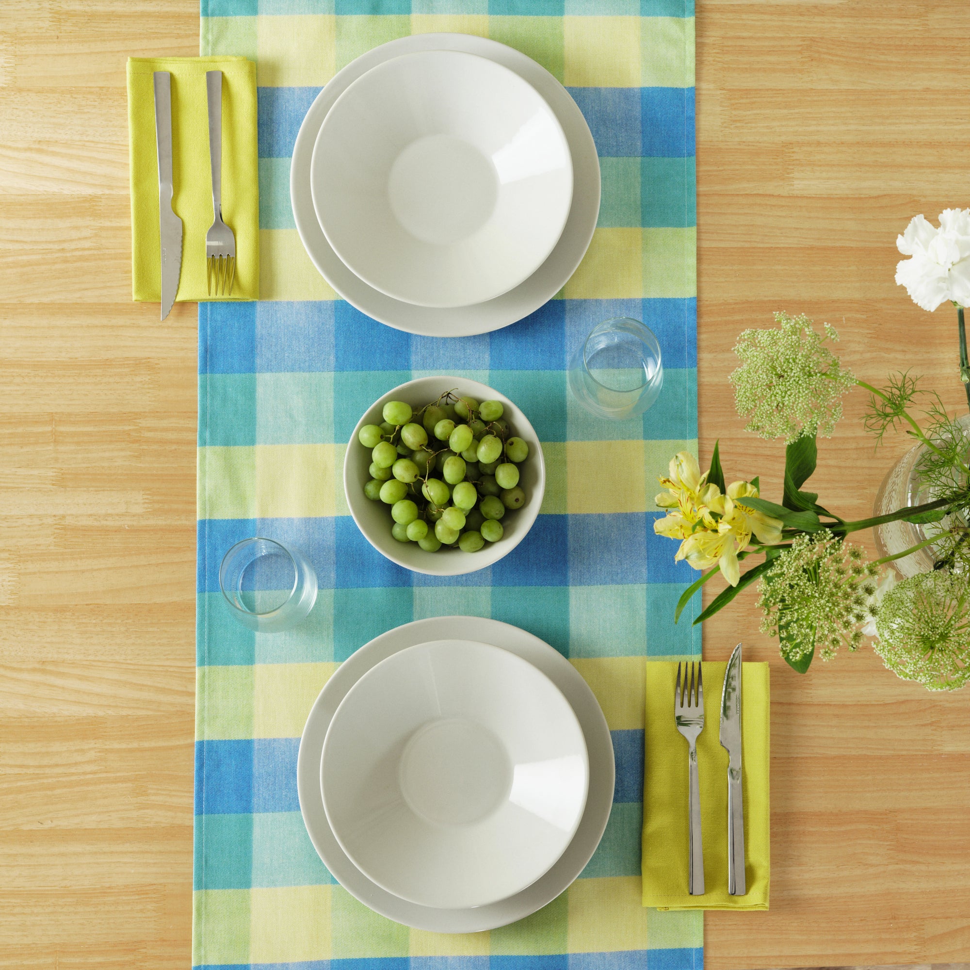 Camino de mesa 100% algodón Bath Azul