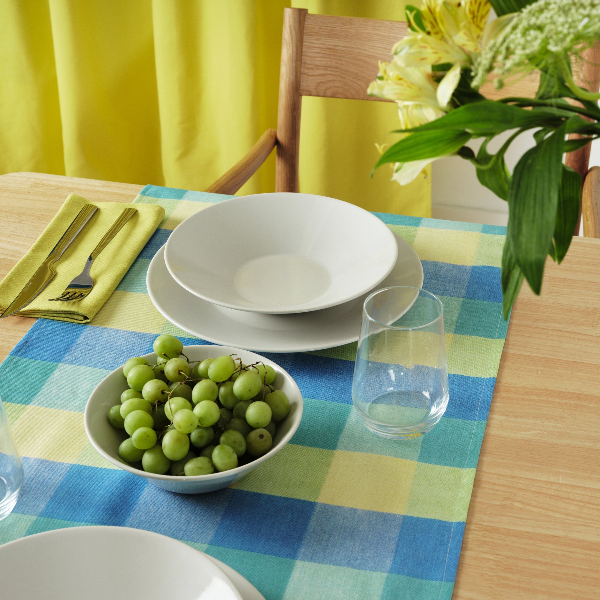 Camino de mesa 100% algodón Bath Azul