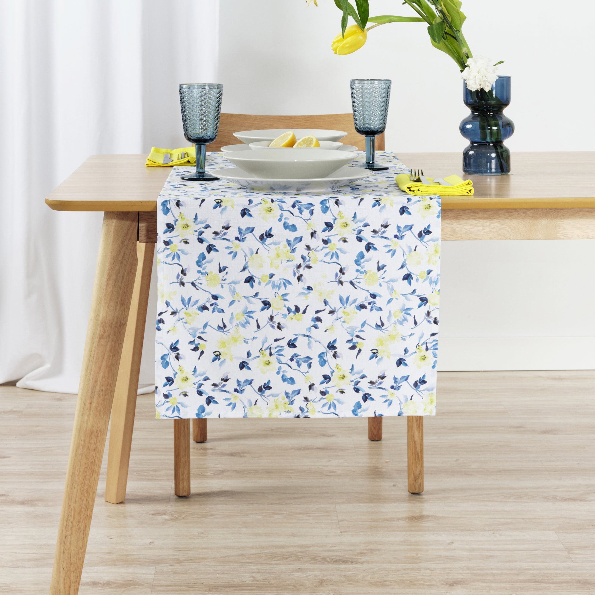 Camino de mesa 100% algodón Leeds Azul