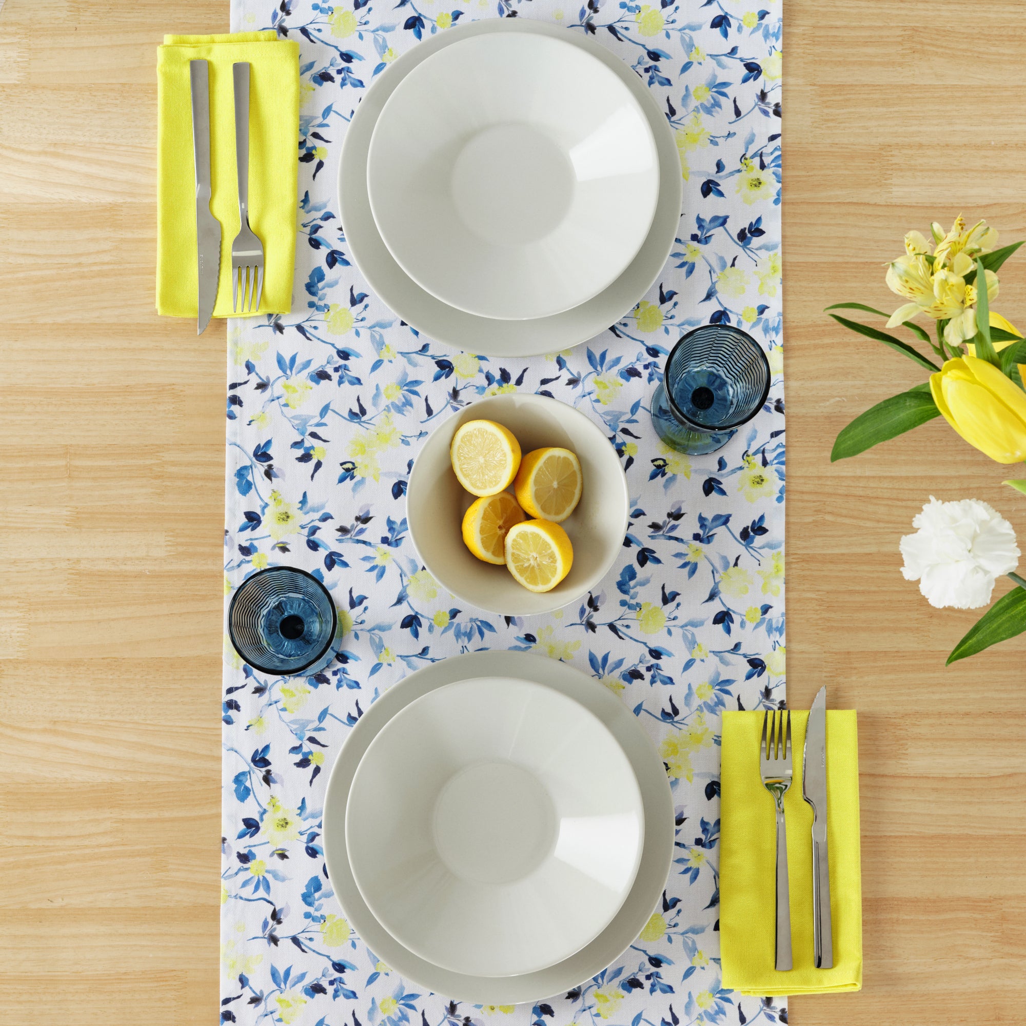 Camino de mesa 100% algodón Leeds Azul