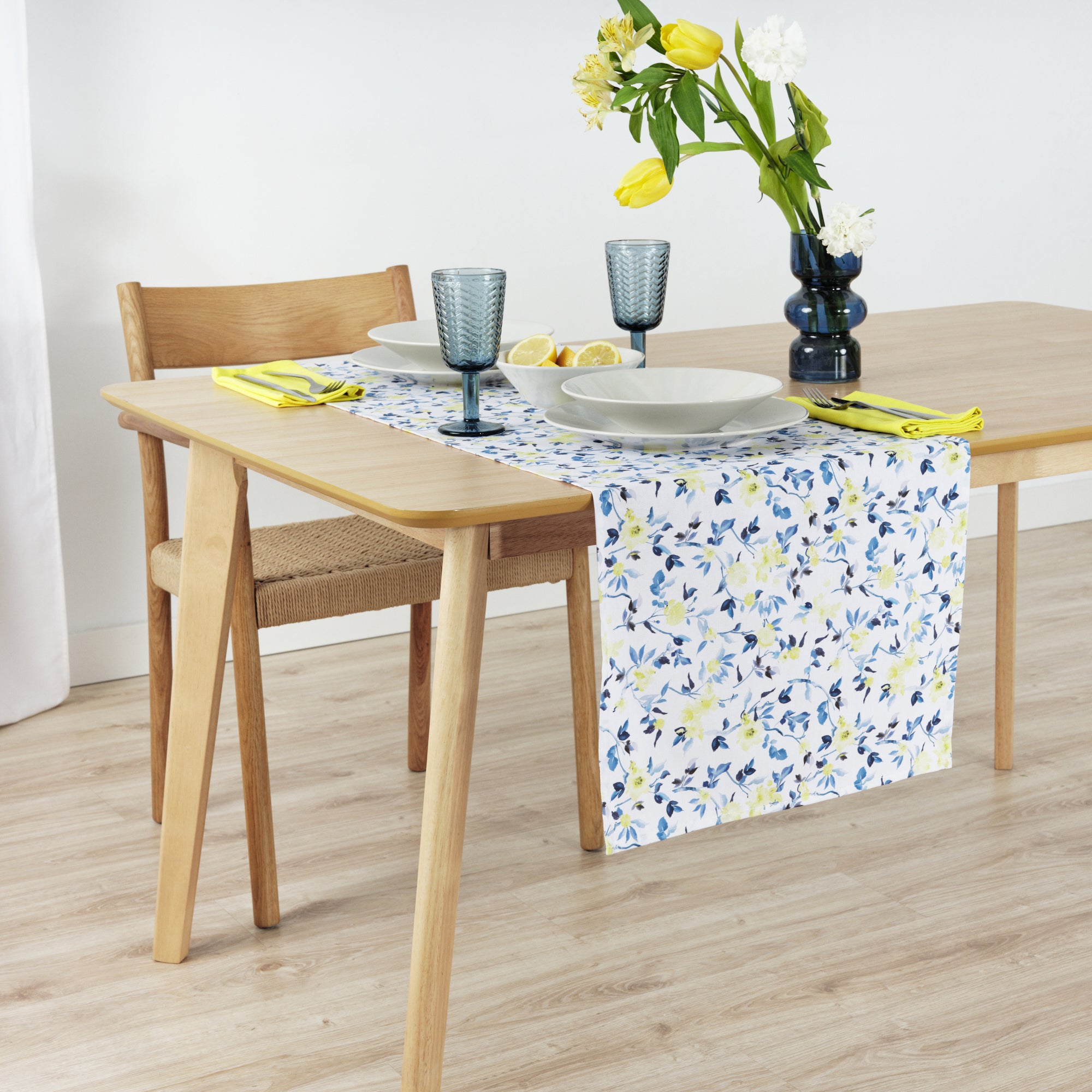 Camino de mesa 100% algodón Leeds Azul