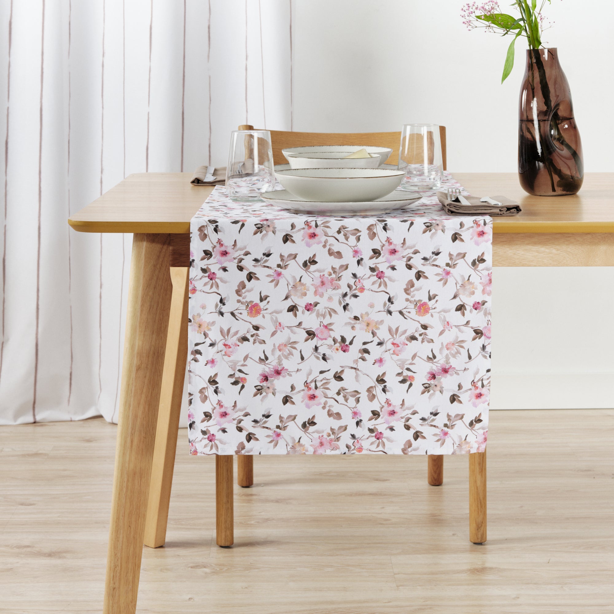 Camino de mesa 100% algodón Leeds Rosa