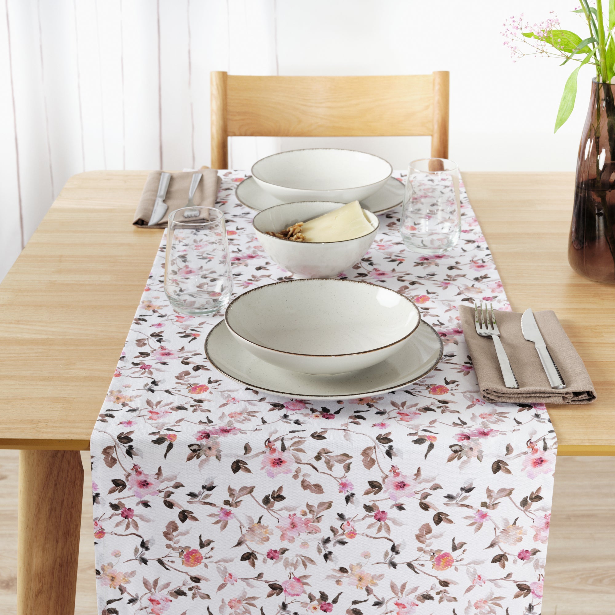 Camino de mesa 100% algodón Leeds Rosa