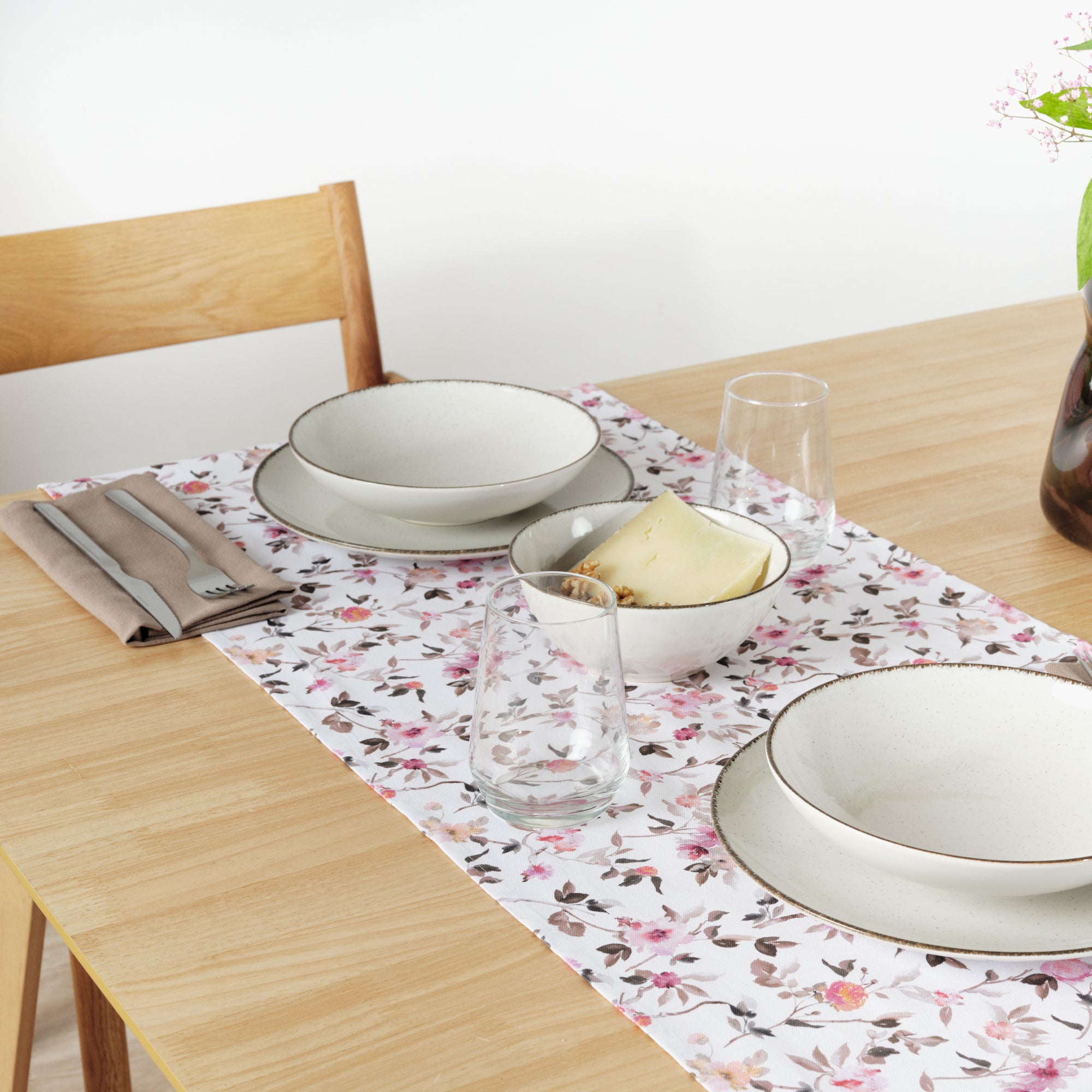 Camino de mesa 100% algodón Leeds Rosa