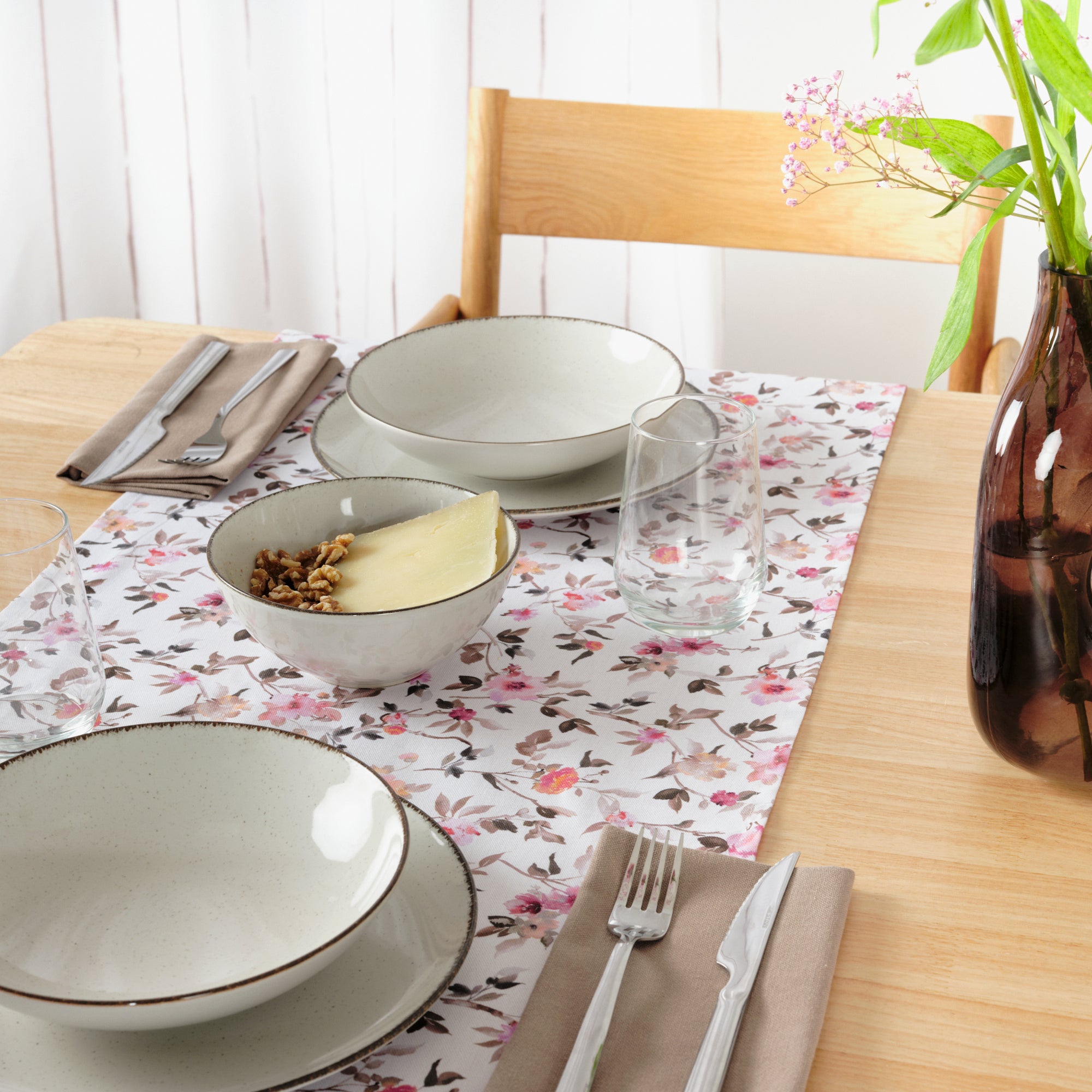 Camino de mesa 100% algodón Leeds Rosa