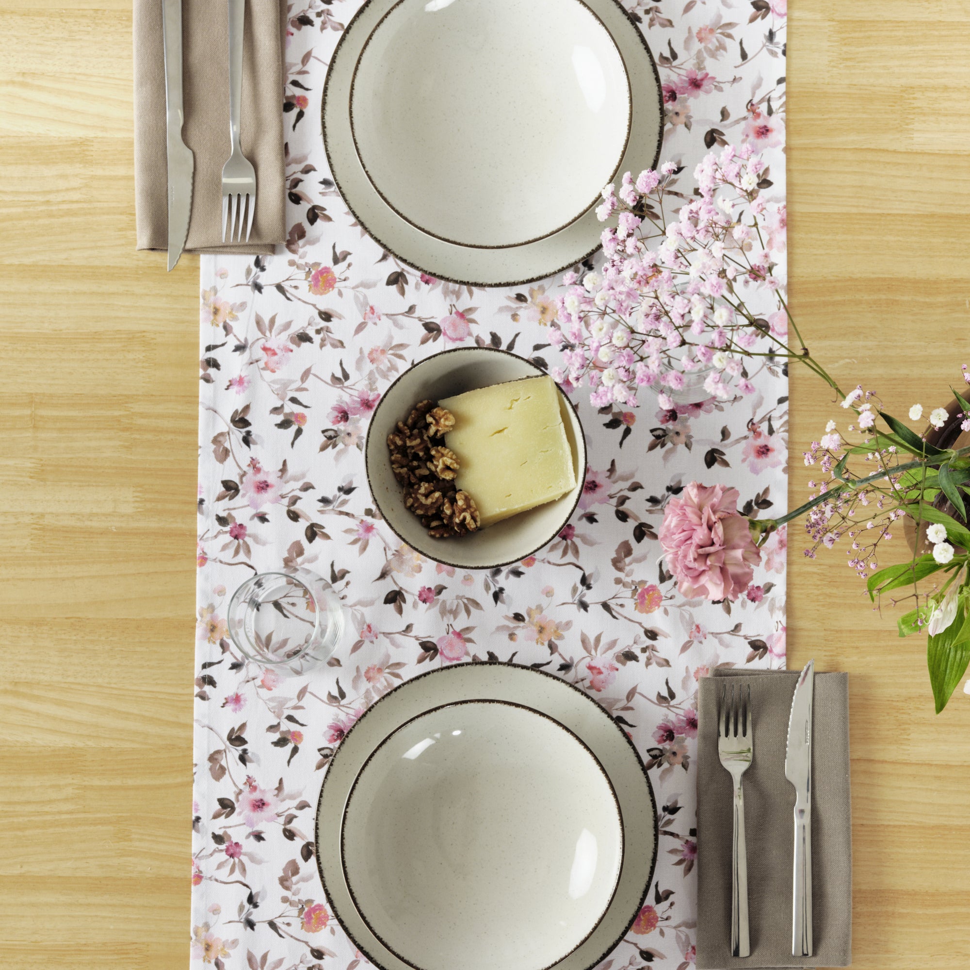 Camino de mesa 100% algodón Leeds Rosa