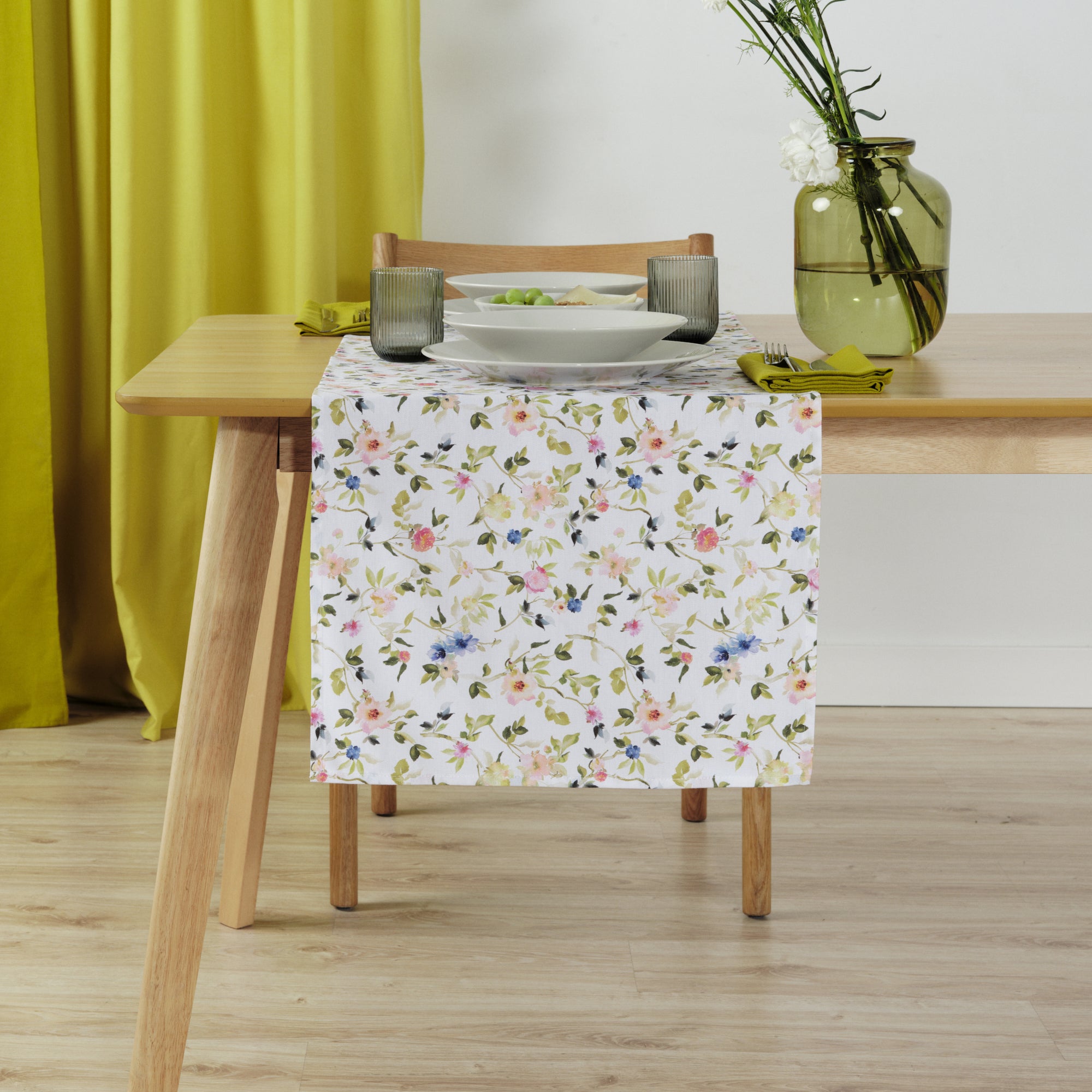 Camino de mesa 100% algodón Leeds Verde