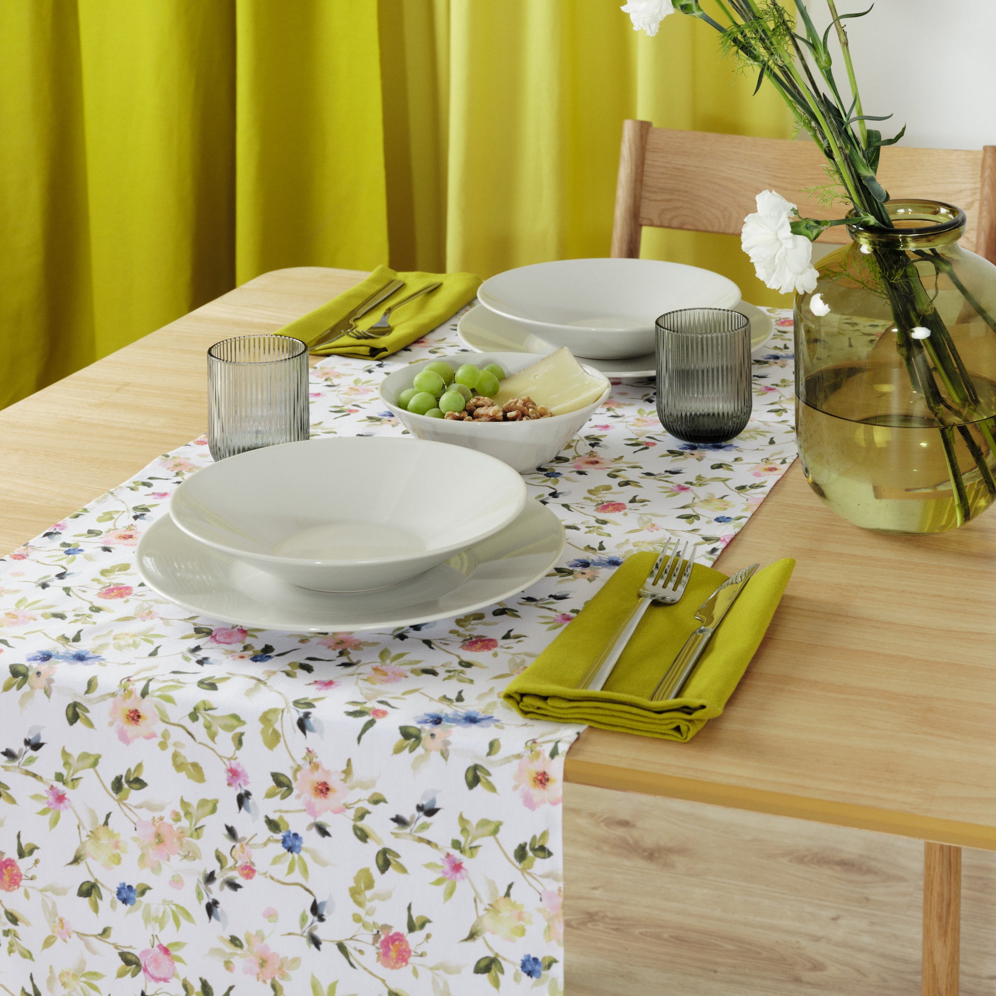 Camino de mesa 100% algodón Leeds Verde