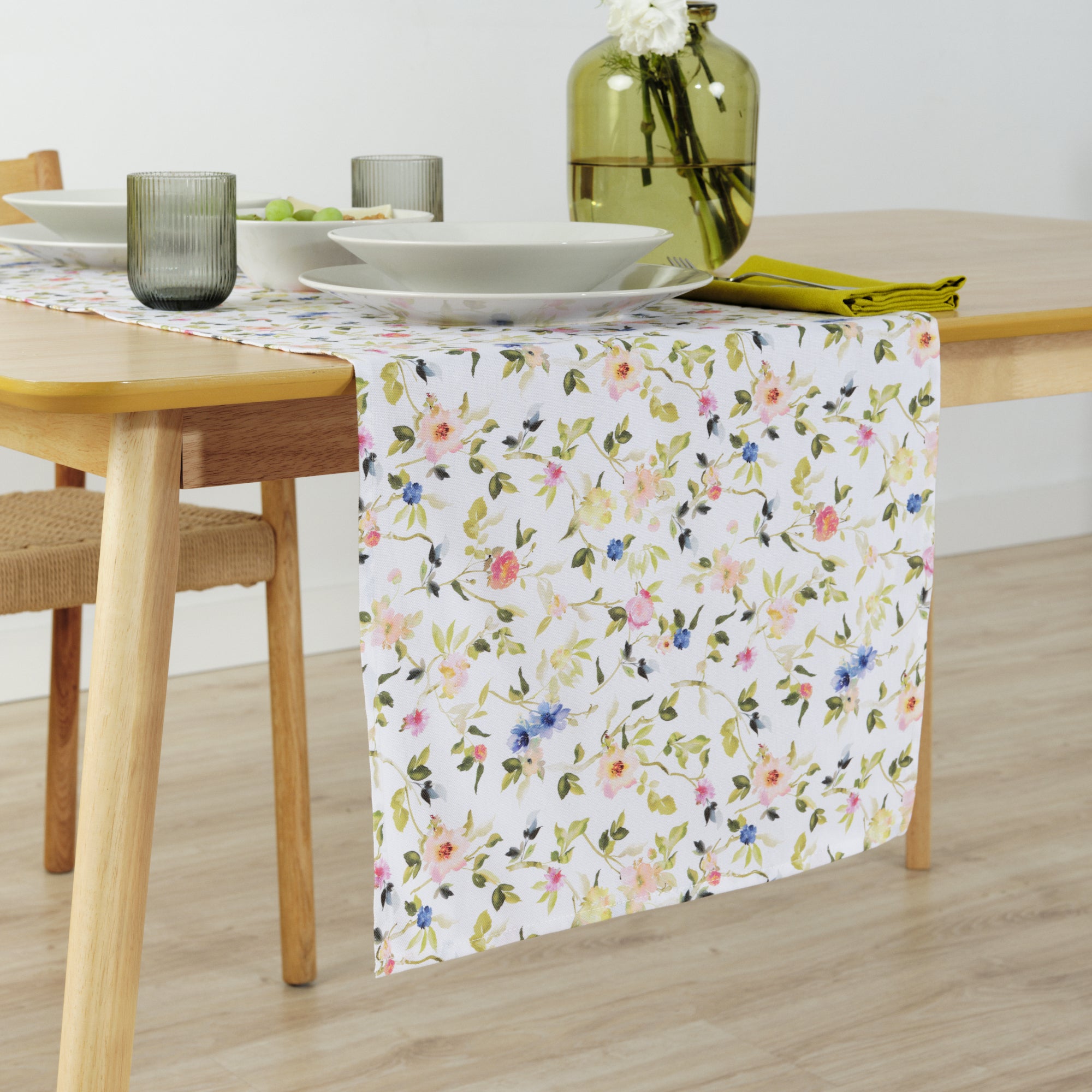 Camino de mesa 100% algodón Leeds Verde