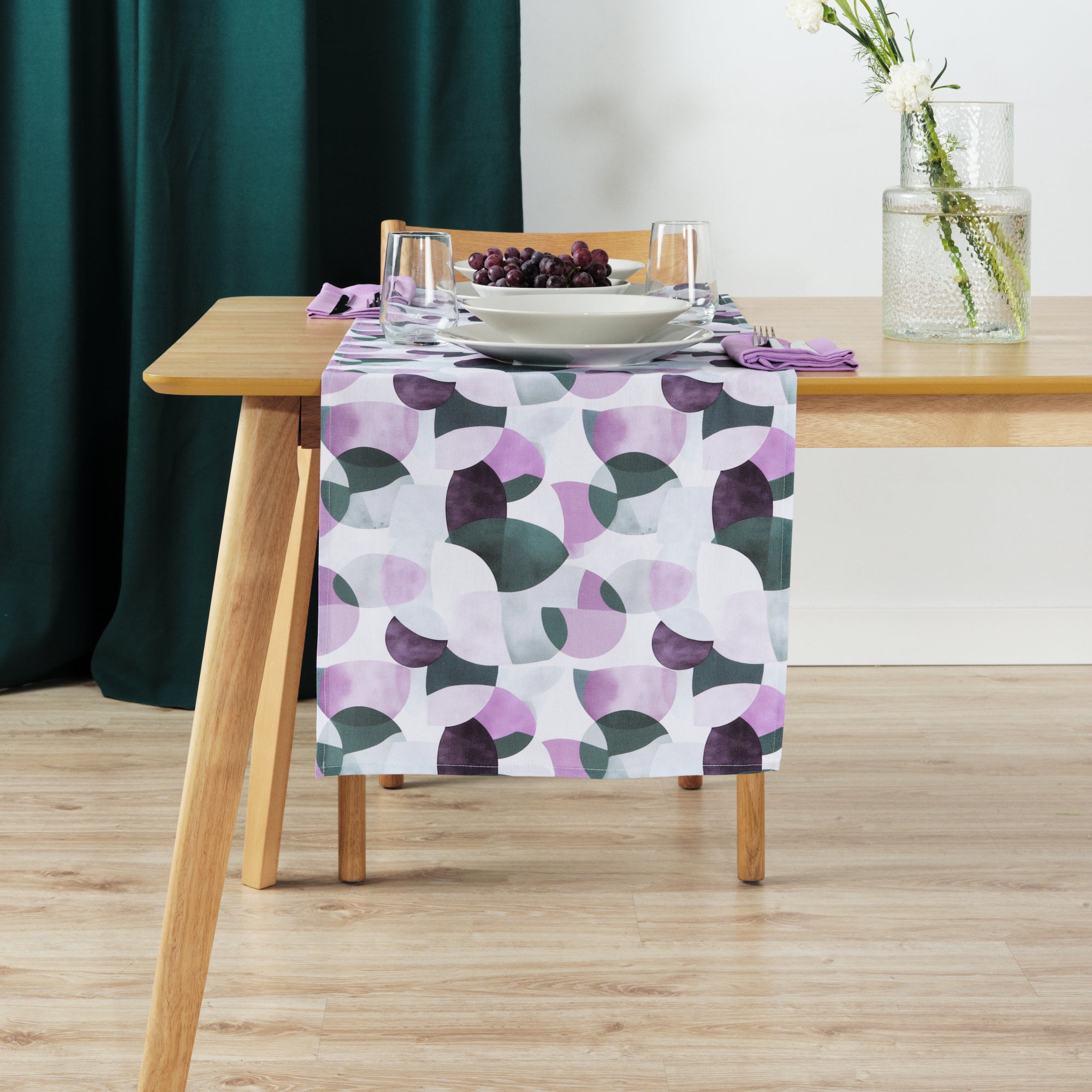 Chemin de table York 100% coton Lilas