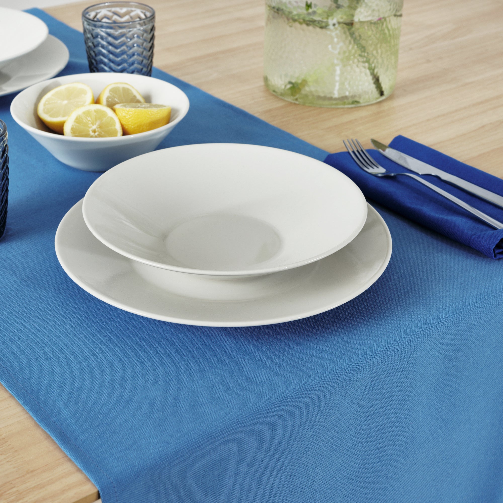 Plain Table Runner 100% Linen Sky Blue