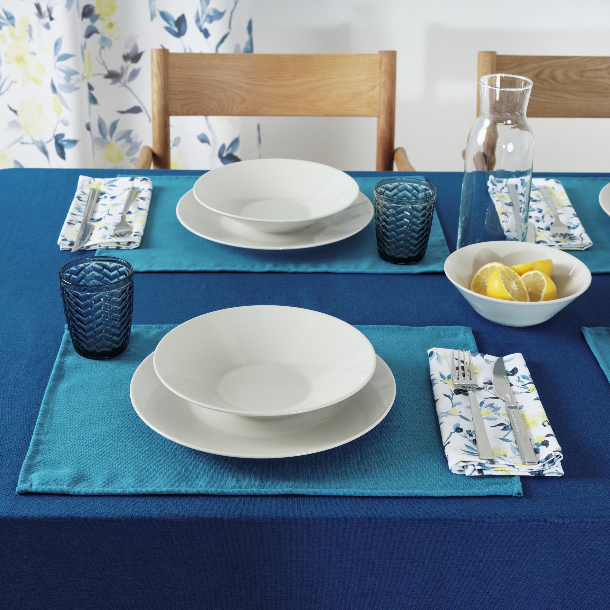 Paquet de 2 pièces. Set de table uni 100% Lin Bleu Ciel