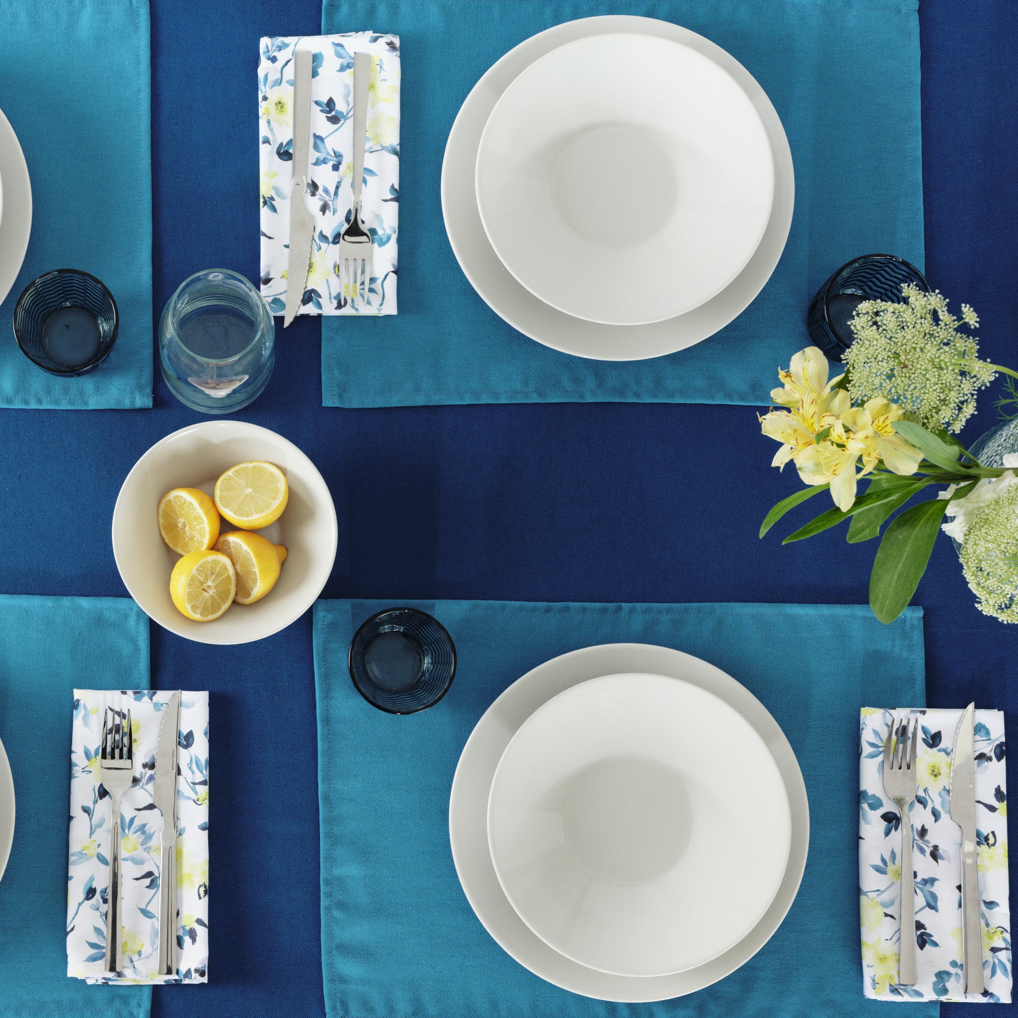 Paquet de 2 pièces. Set de table uni 100% Lin Bleu Ciel