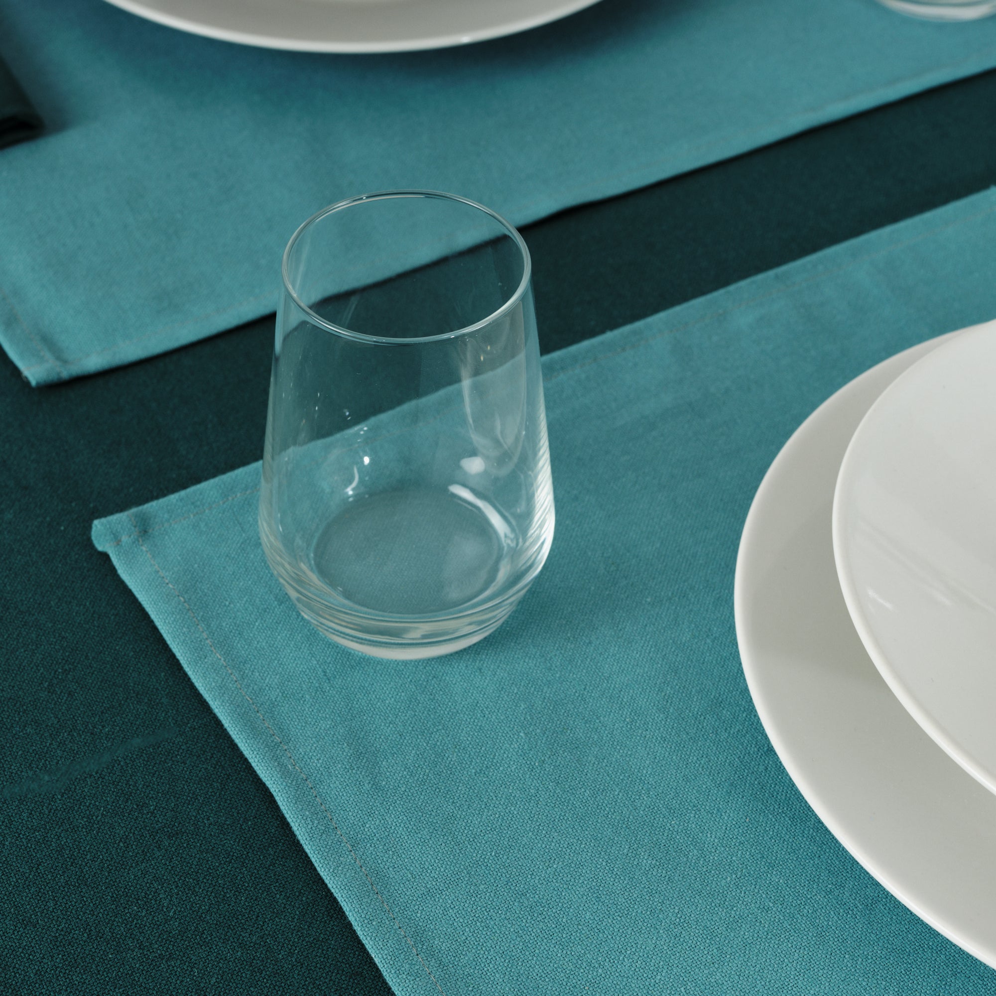 Paquet de 2 pièces. Set de table uni 100% lin Turquoise
