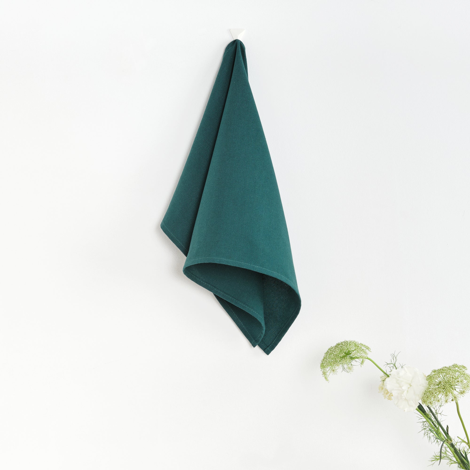 Pack of 2 plain kitchen cloths 100% linen Esmeralda