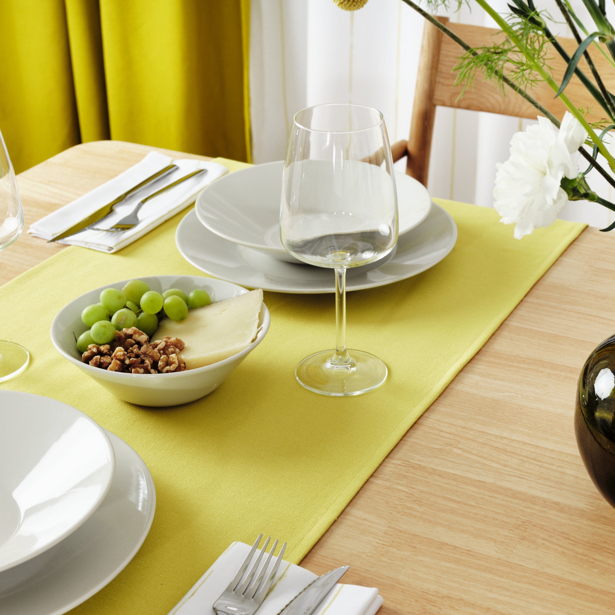 Plain Table Runner 100% Linen Light Green