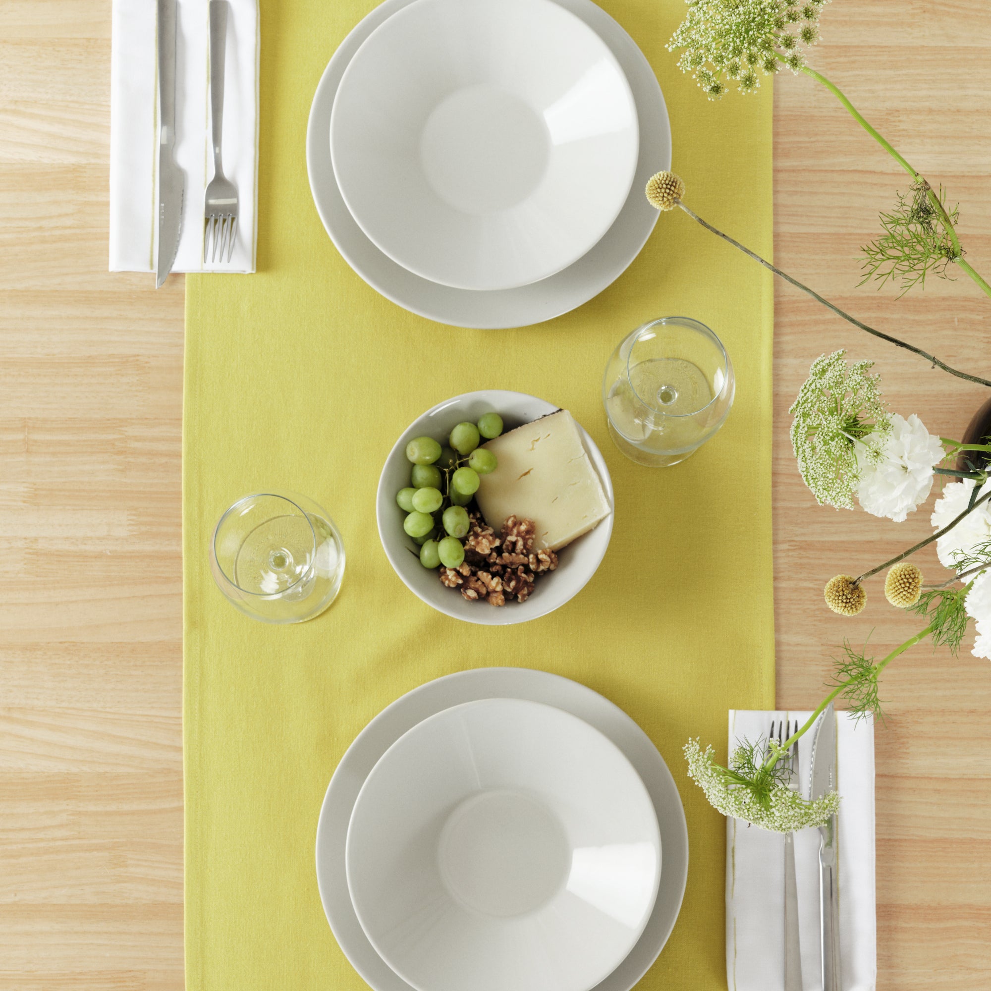 Plain Table Runner 100% Linen Light Green
