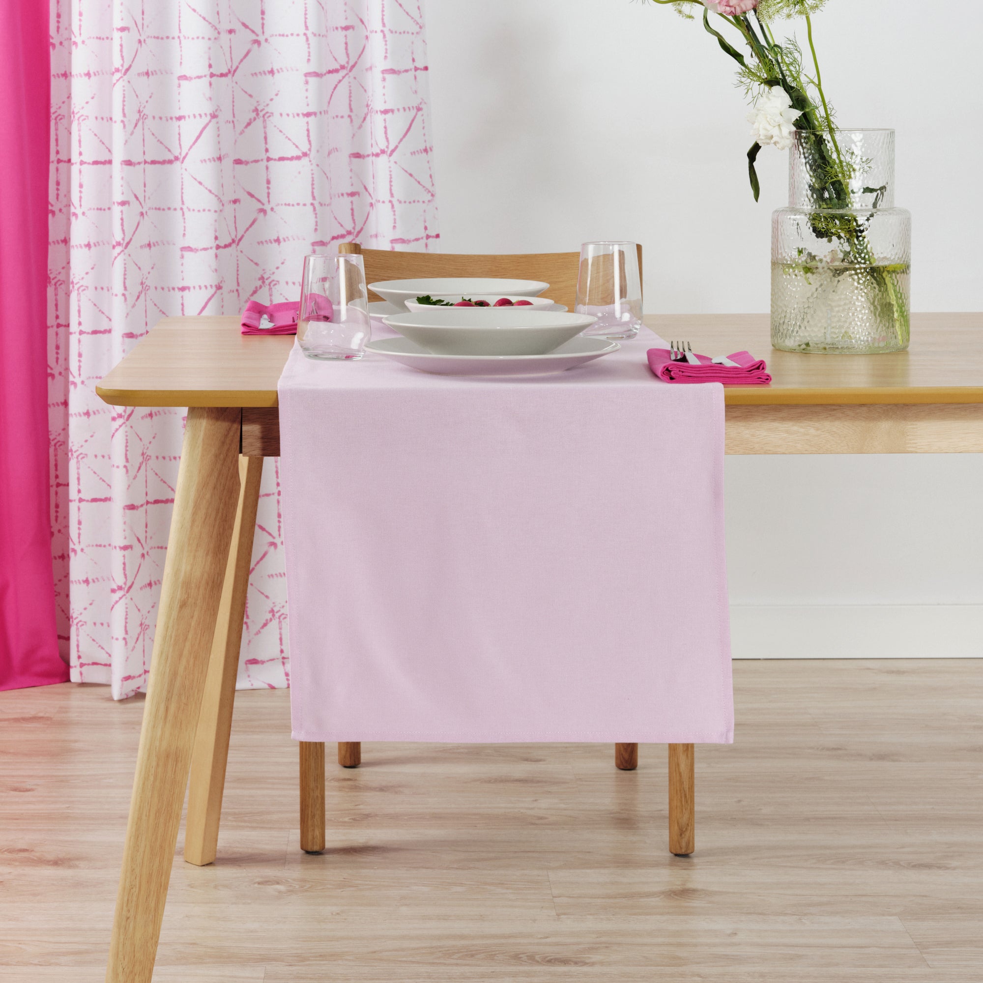 Plain table runner 100% linen rosewood