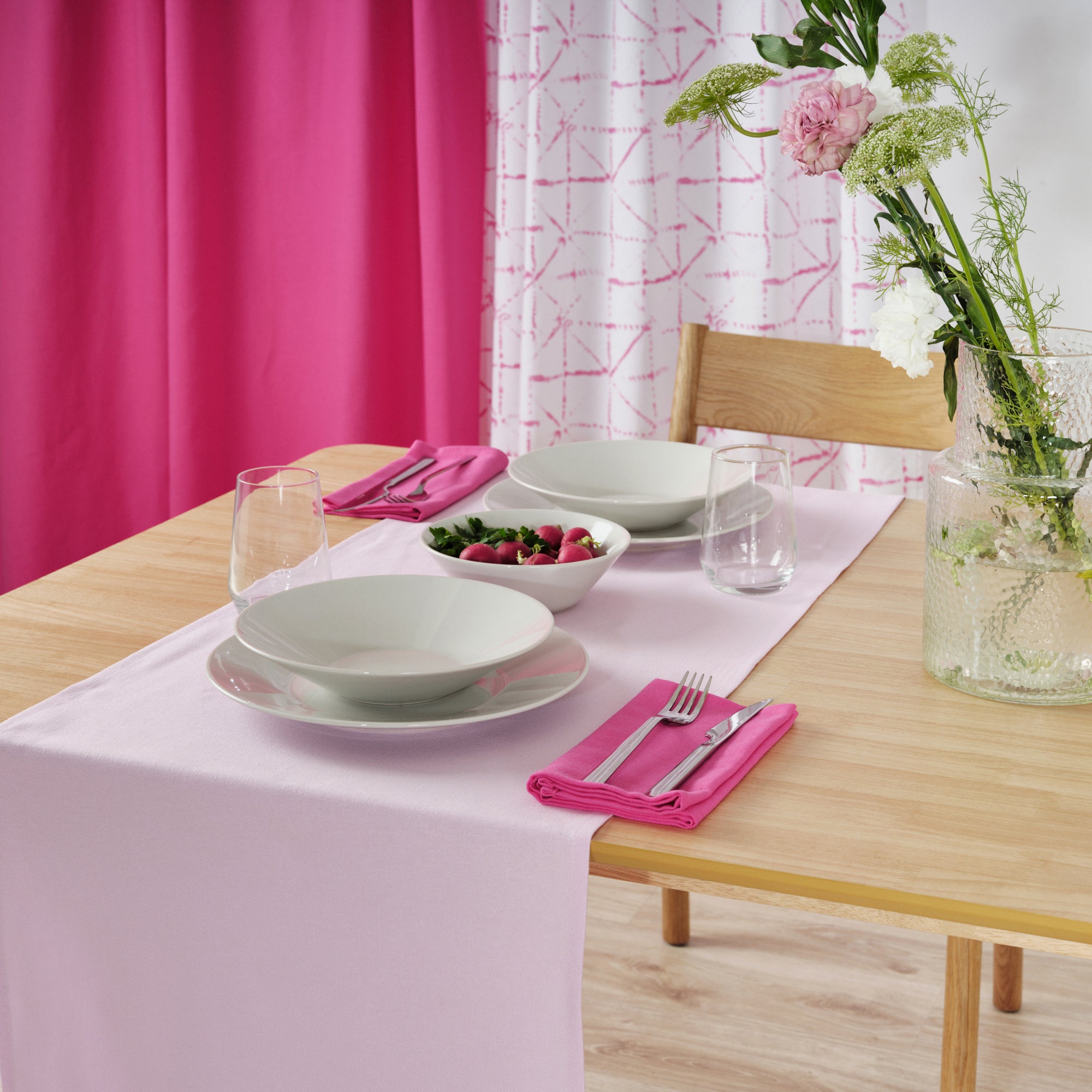 Plain table runner 100% linen rosewood