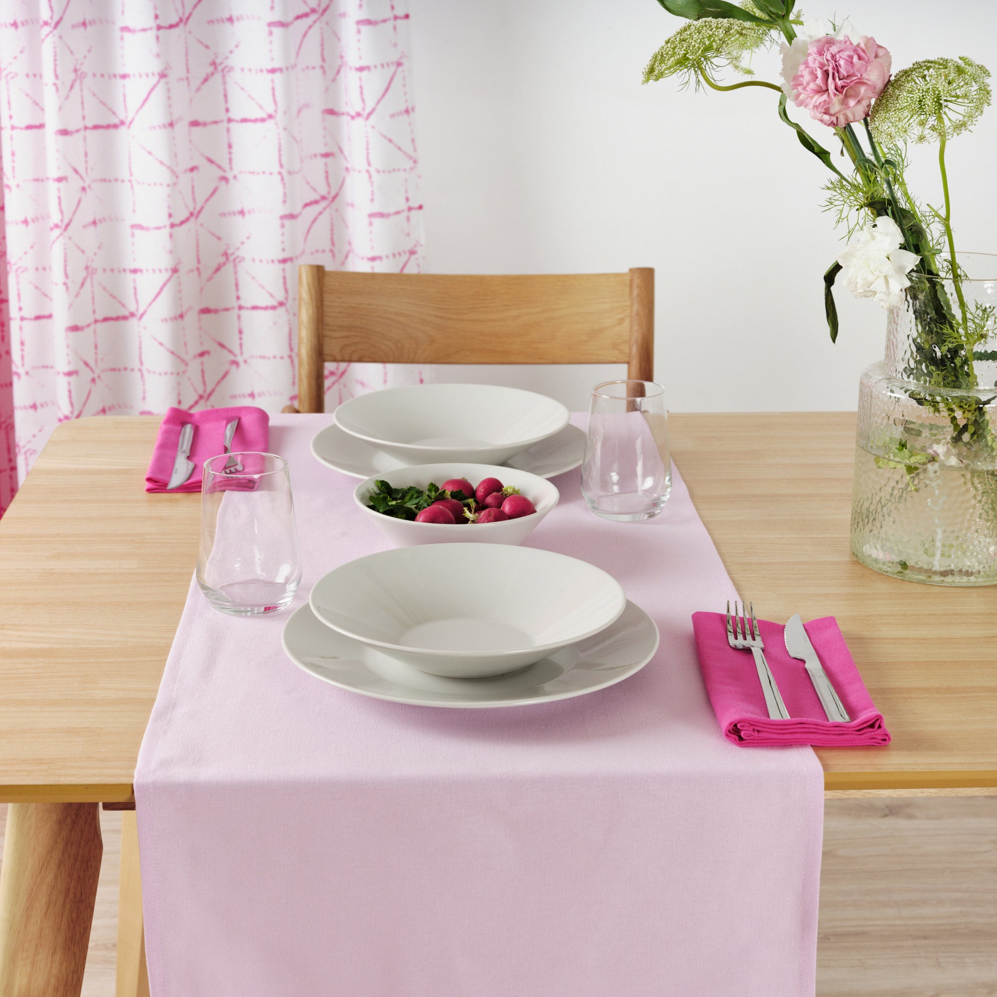 Plain table runner 100% linen rosewood