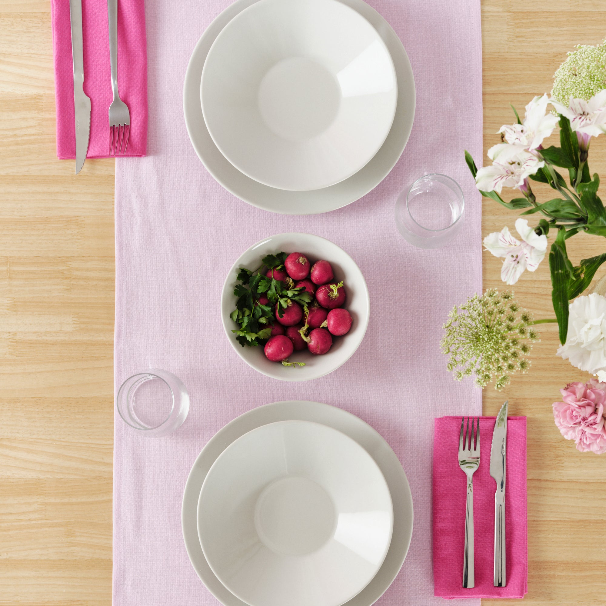 Plain table runner 100% linen rosewood