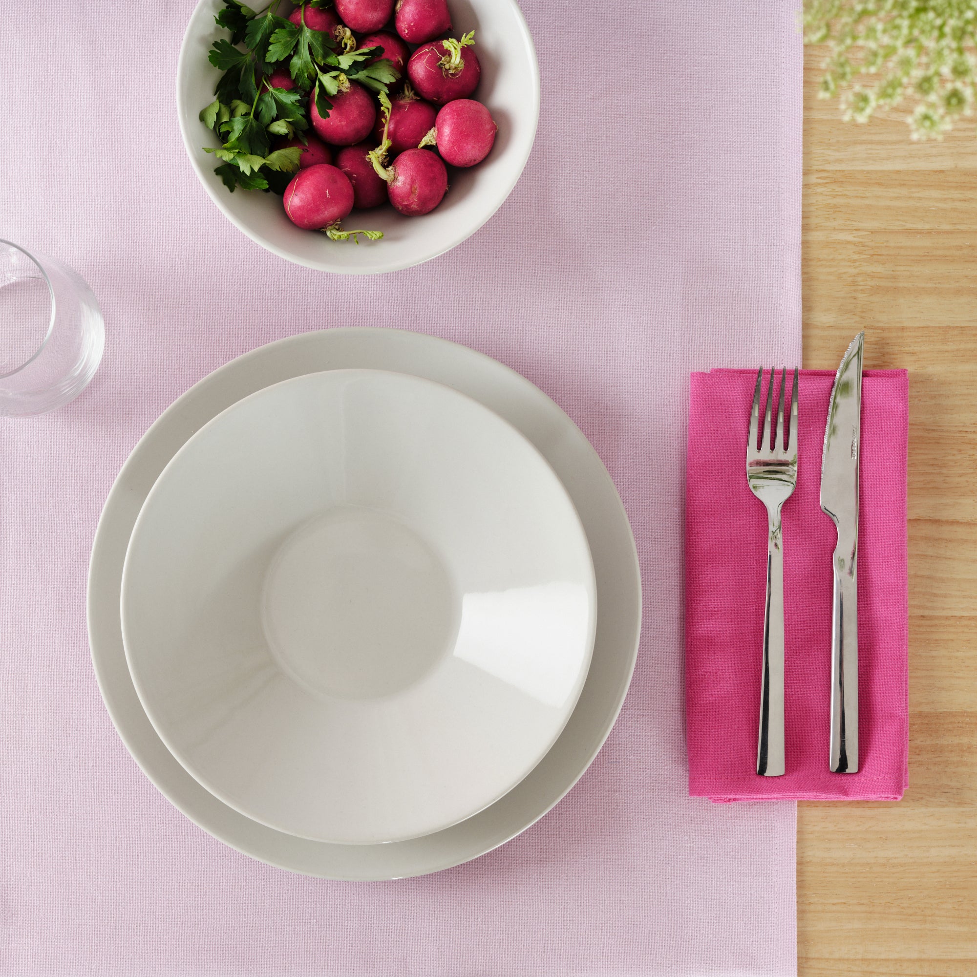 Plain table runner 100% linen rosewood